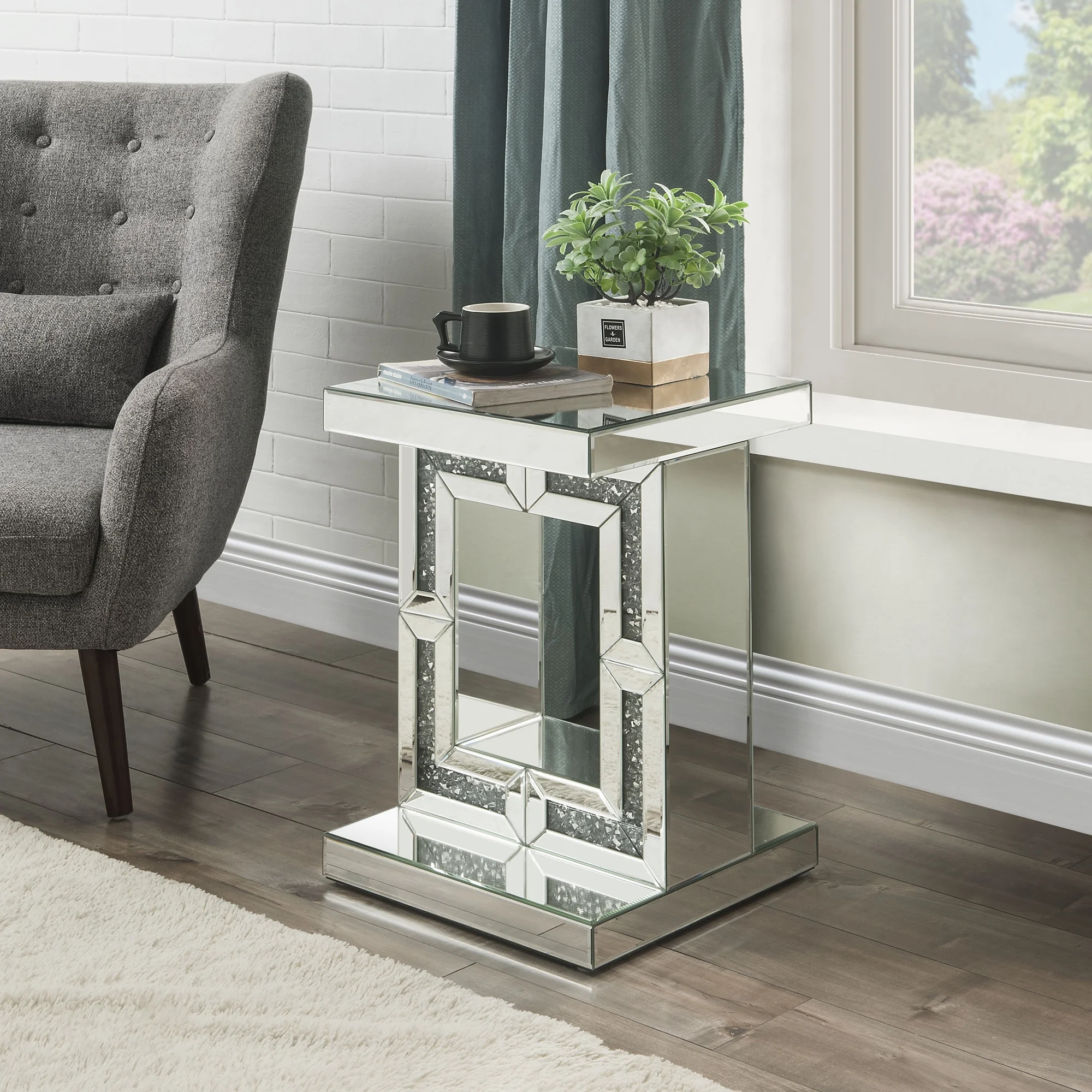 Acme Noralie Square Accent Table in Mirrored - Image 2