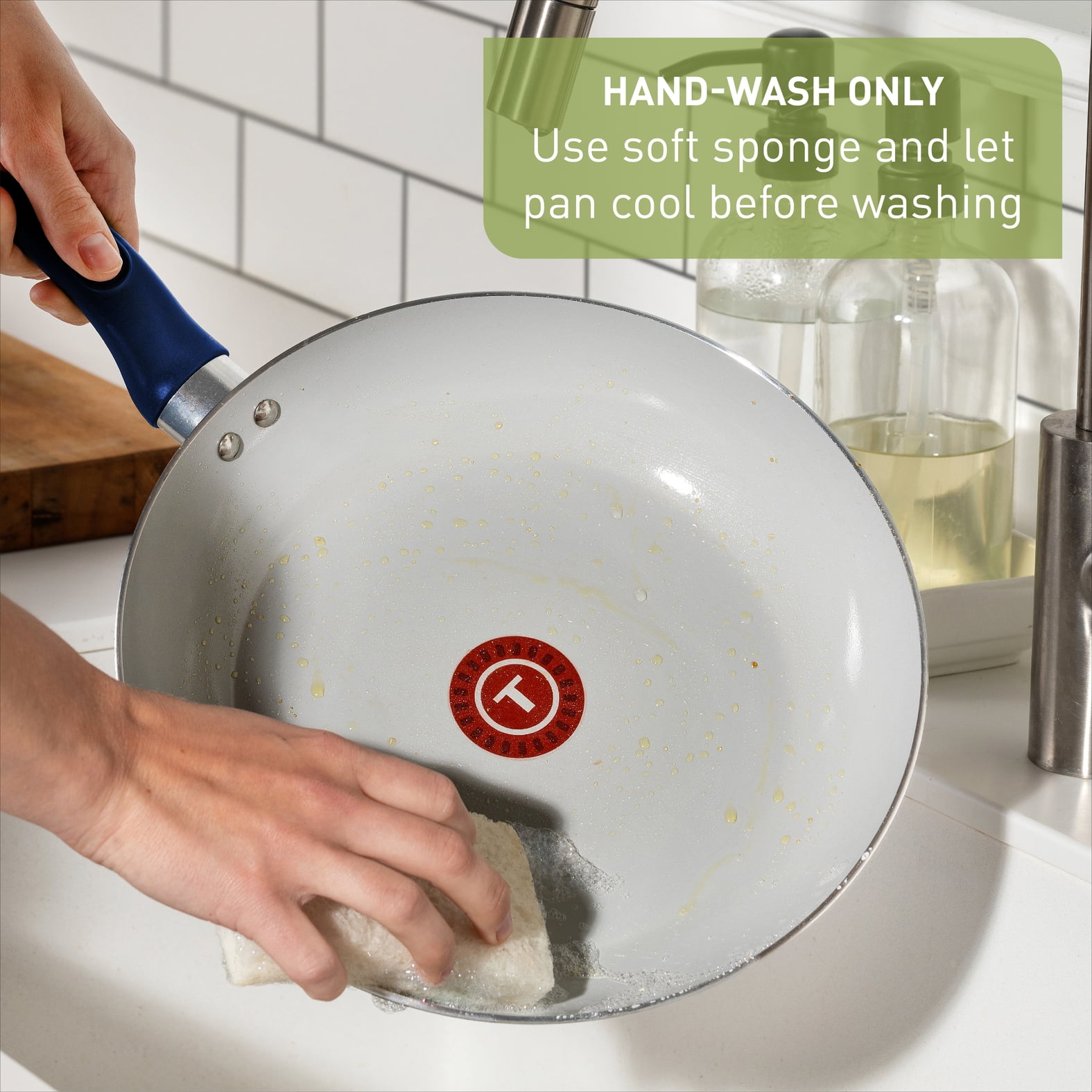 T-fal Easy Care Ceramic Non-Stick, 12 Piece Pots and Pans Cookware Set, Electric Blue - Image 5