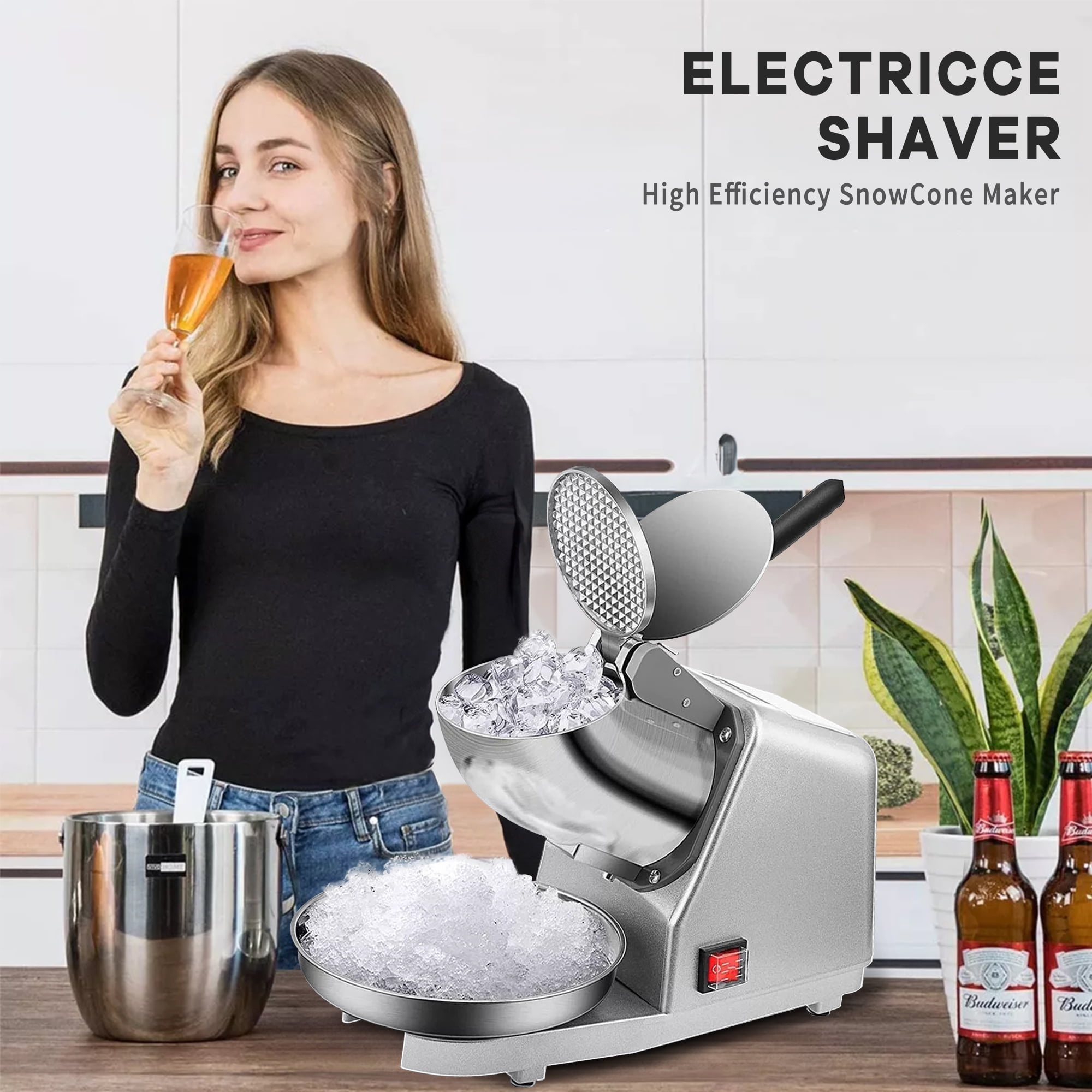 Electric Ice Crusher 380W,187 lbs/Hr,Broxin Stainless Steel Dual Ice Blades,for Commercial Home Use - Image 6