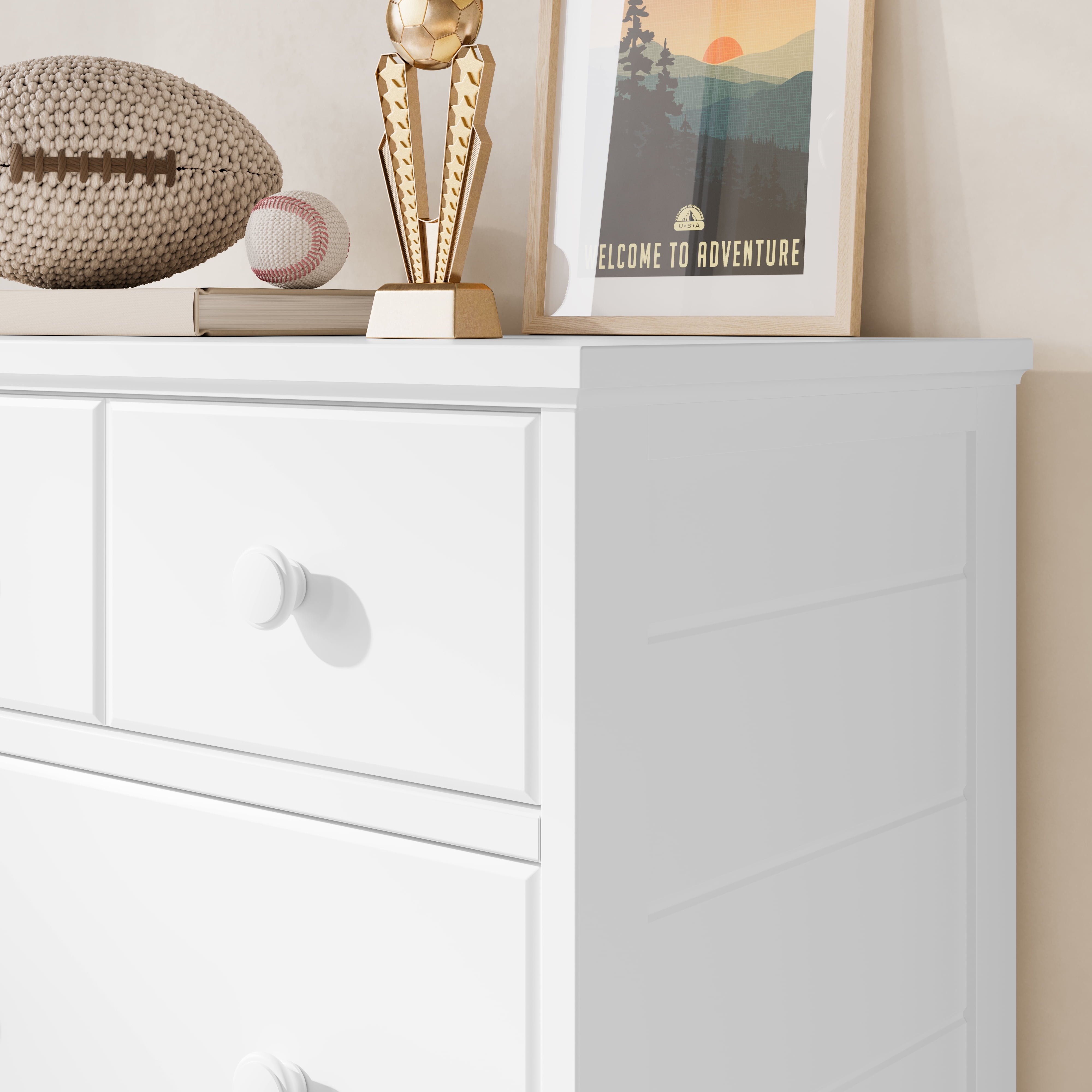 Storkcraft Moss 6 Drawer Nursery Double Dresser, White - Image 5