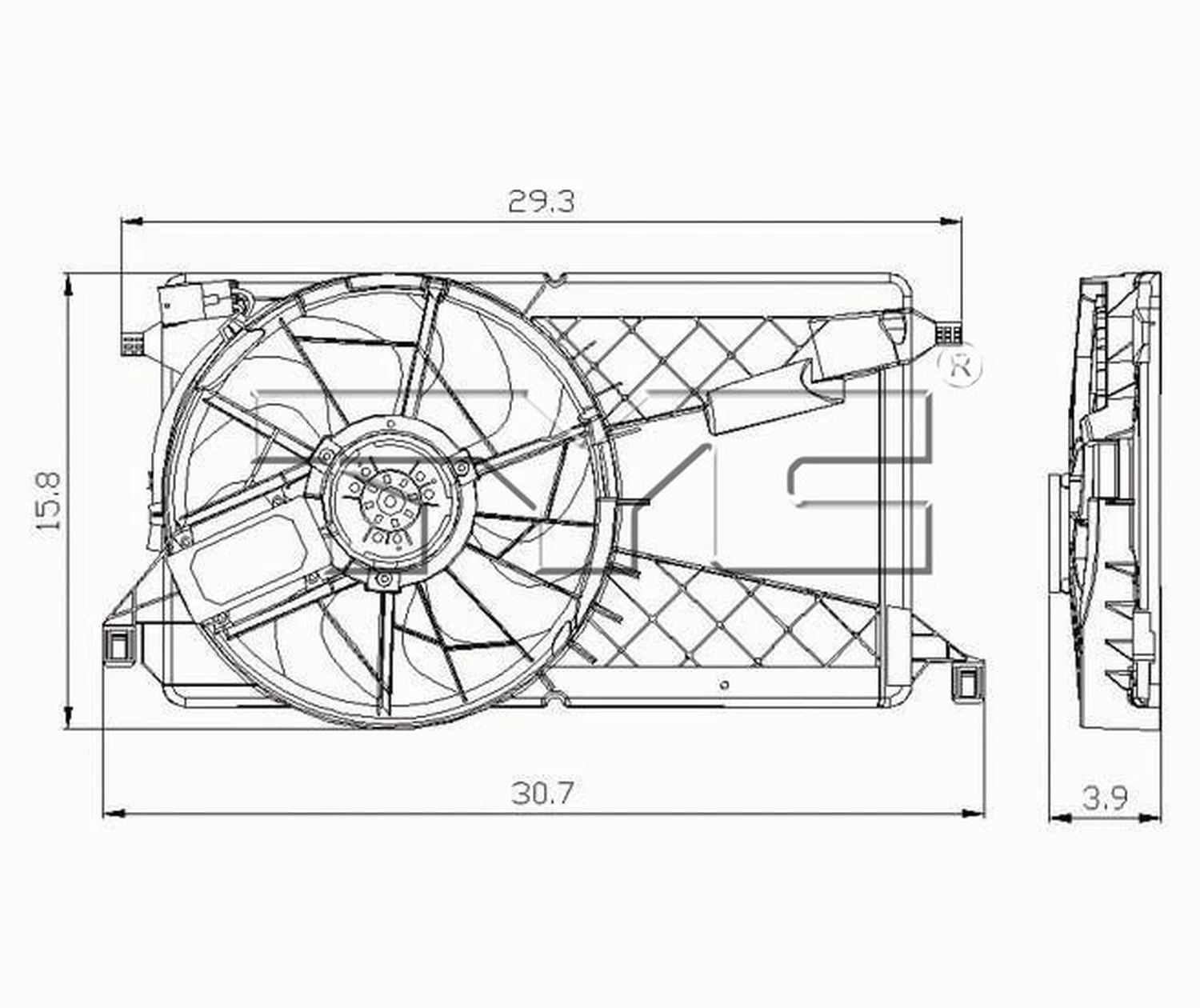 TYC 621270 Radiator and Condenser Fan Assembly Replacement for 04-09 MAZDA 3 Fits 1966 Buick Special - Image 3