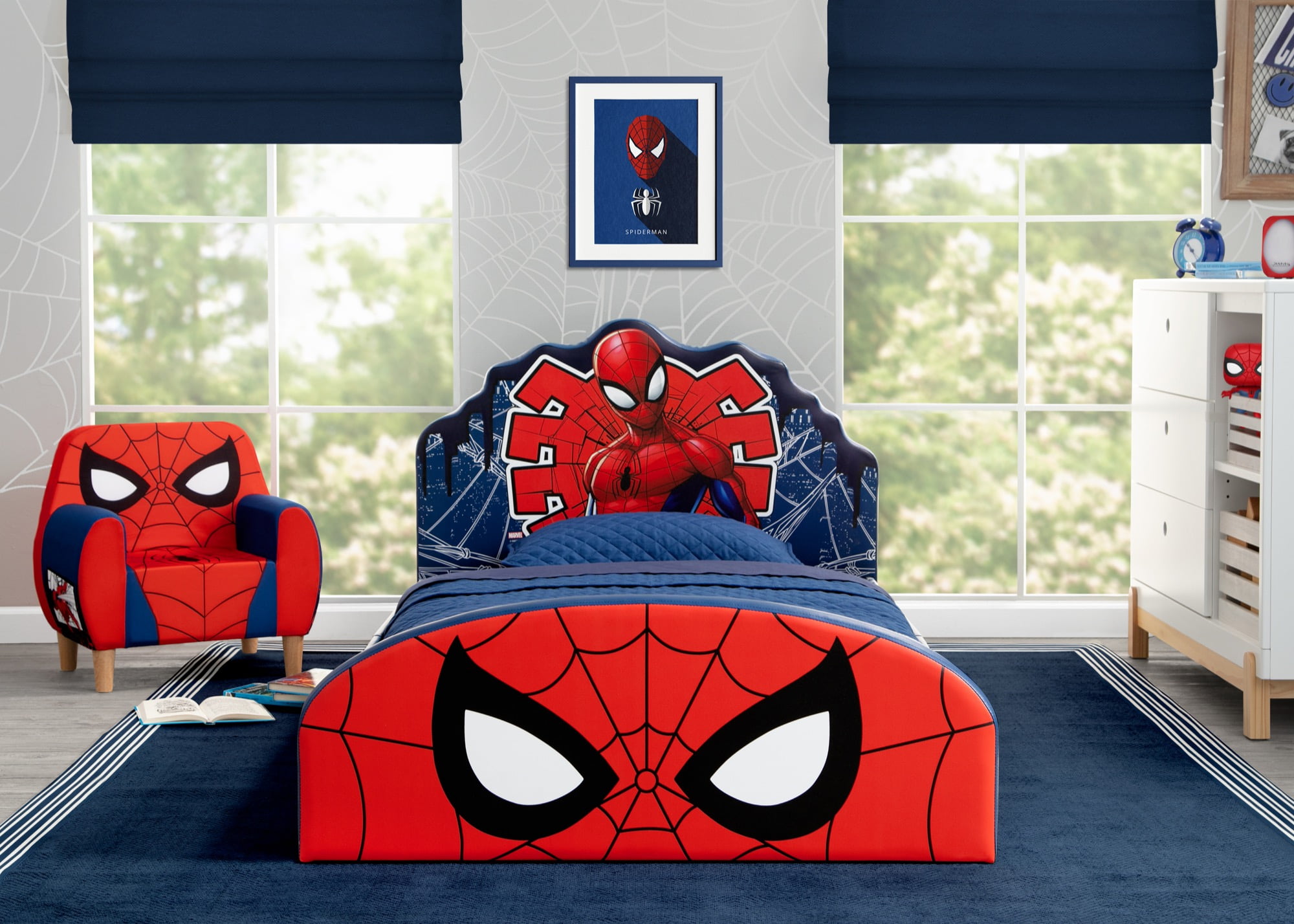 Marvel Spider-Man Upholstered Twin Bed by Delta Children, Red/Blue - Image 2
