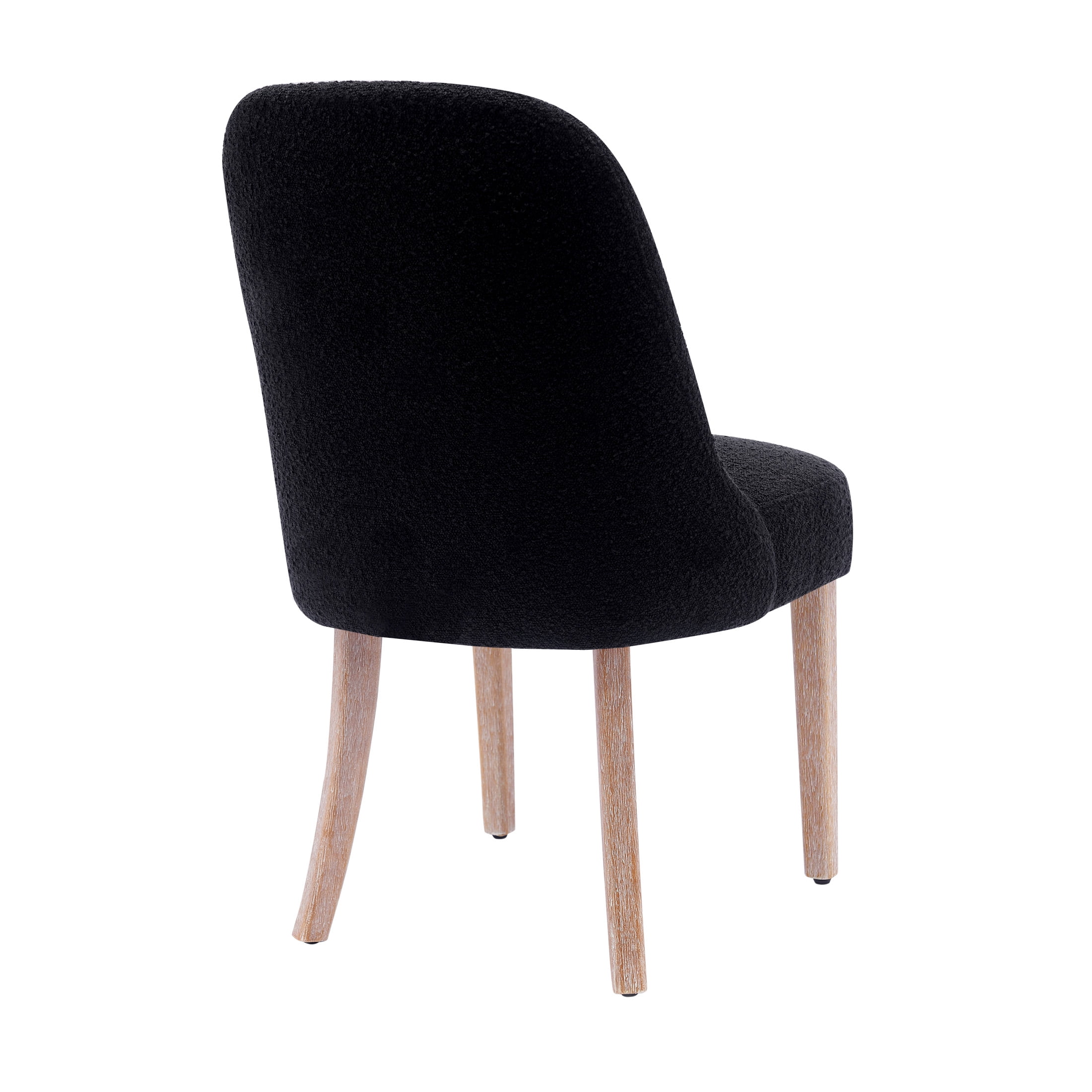 Contemporary Water and Stain Resistant Boucle Fabric Upholstered Dining Side Chair, Black - Image 2