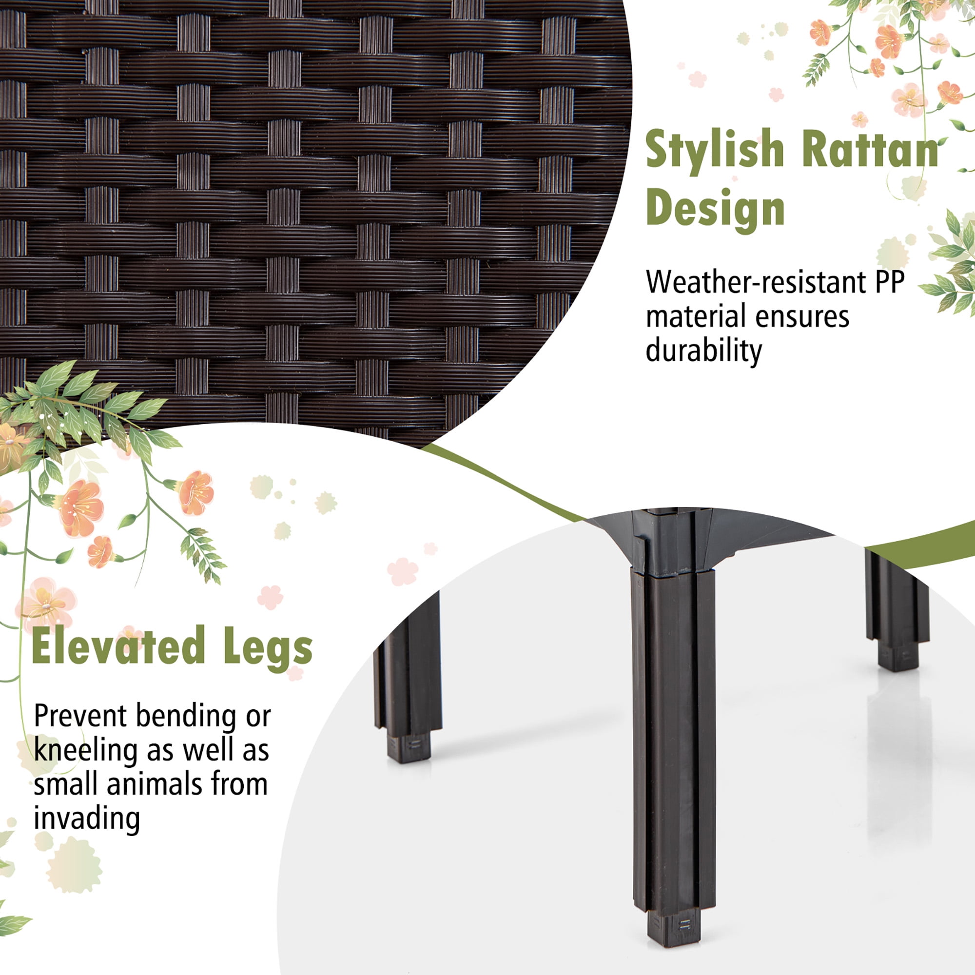 Gymax Elevated Plastic Raised Garden Bed Planter Kit for Flower Vegetable Grow 2 Set - Image 3