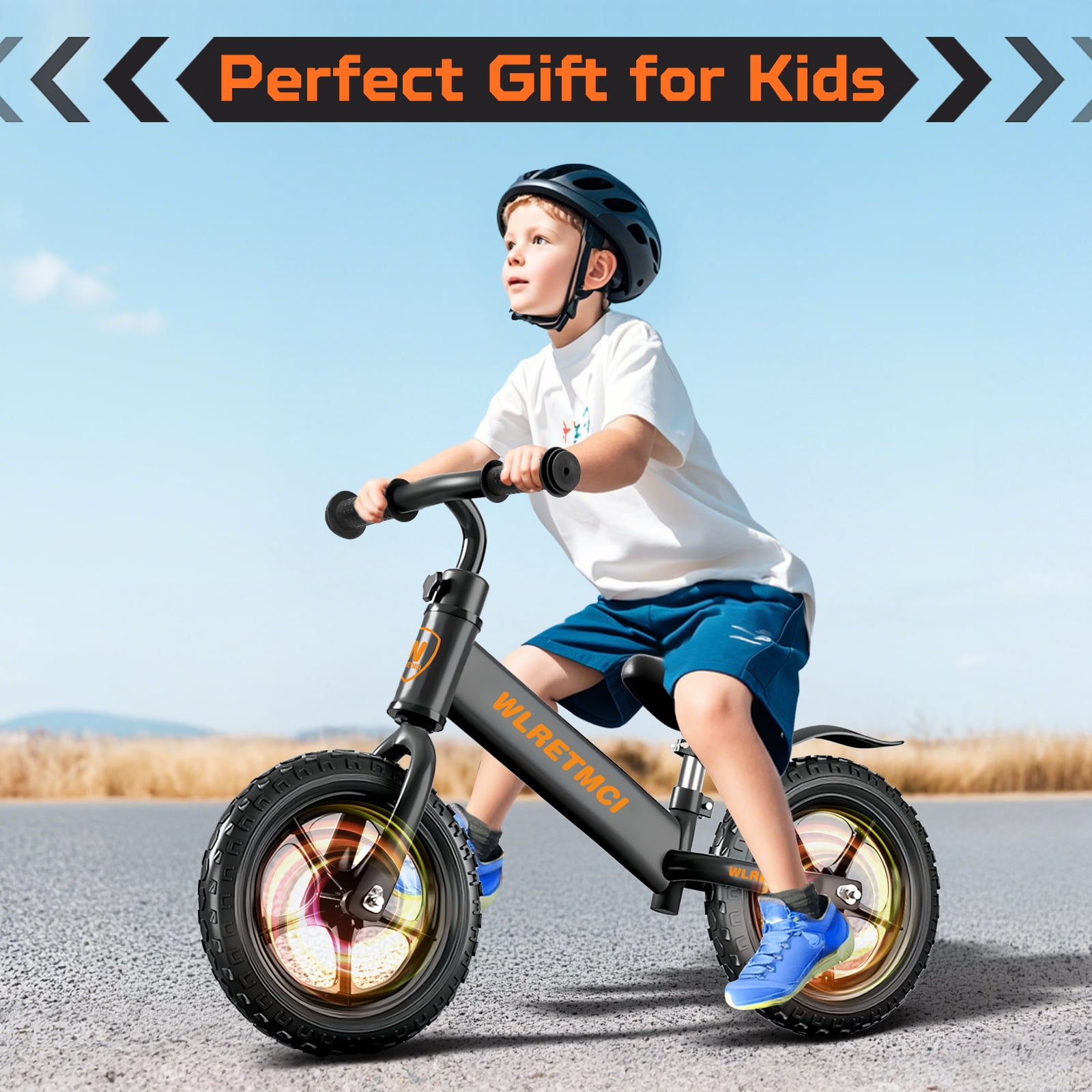 WLRETMCI Kid Balance Bike, 12'' Toddlers Training Bicycle for 2-5 Years Old Boys Girls, Lightweight with Lighting up Wheels, Black - Image 8