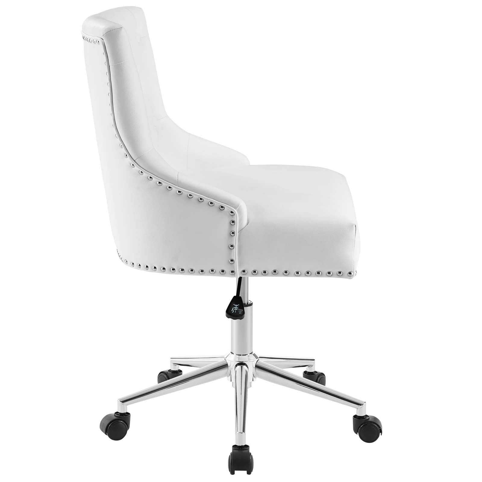 Modway Regent Tufted Button Swivel Faux Leather Office Chair in White - Image 4