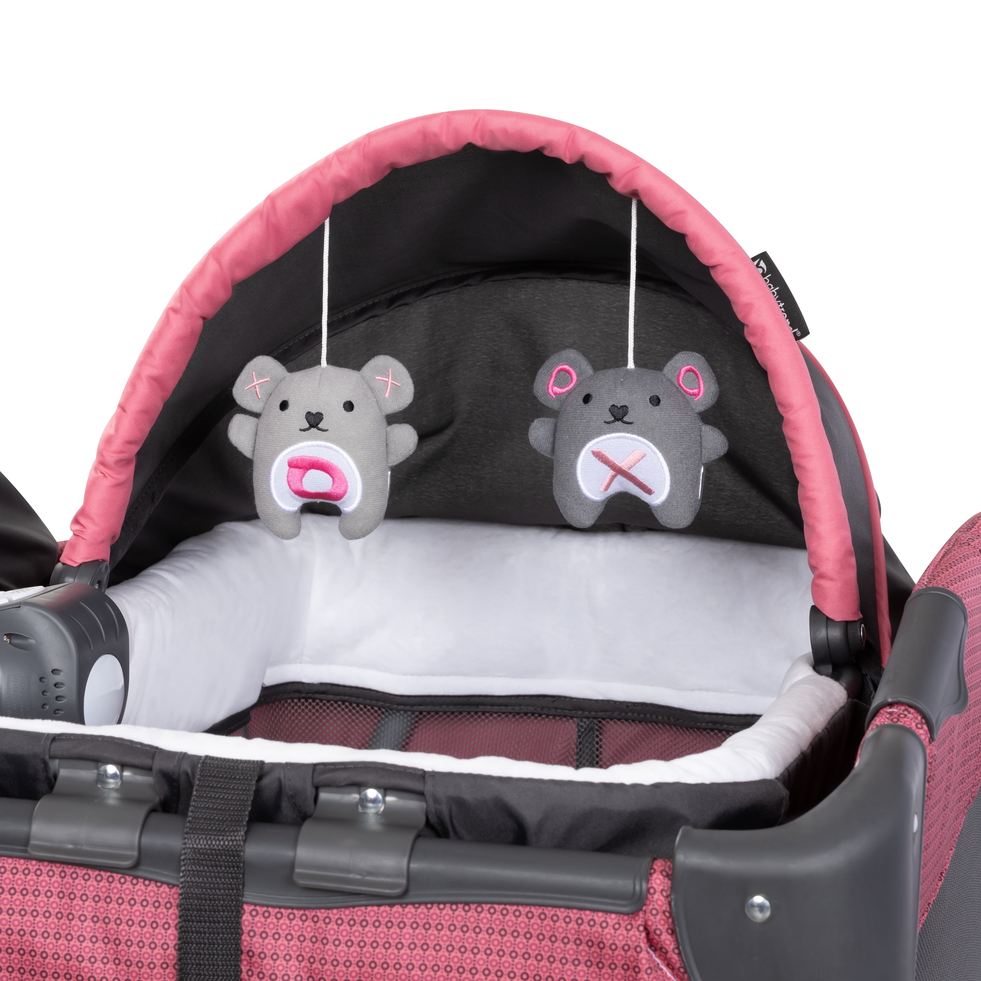 Baby Trend Lil Snooze Deluxe III Nursery Center Playard for Twins with Travel Bag, Cozy Berry - Image 12