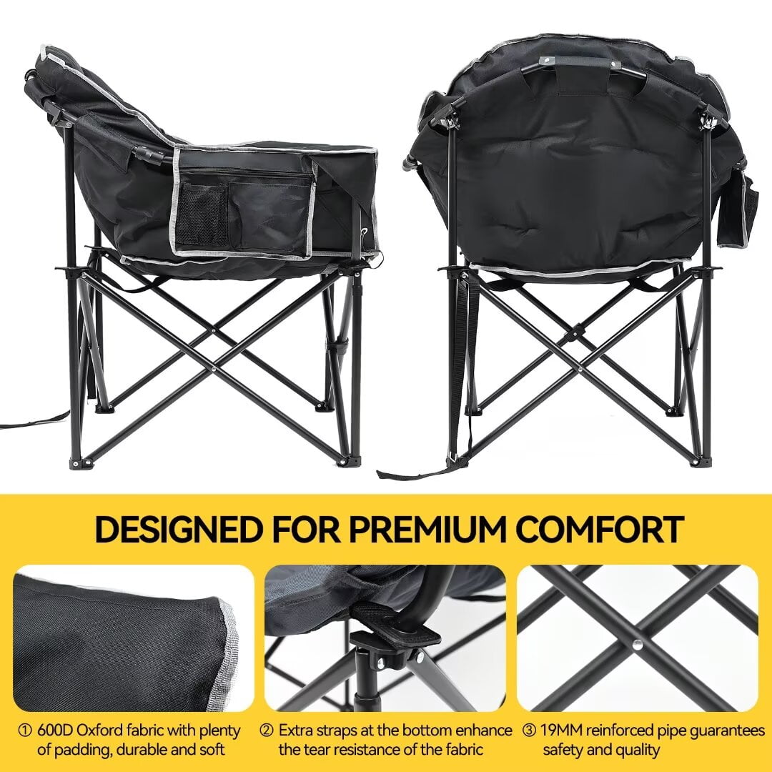 NAIZEA Oversized Heated Camping Chair, Patio Lounge Chairs with 3 Heat Levels, Portable Folding Heated Chair Round Moon Saucer Folding Lawn Chair Outdoor Chair for Camping, Lounge Patio - Image 3
