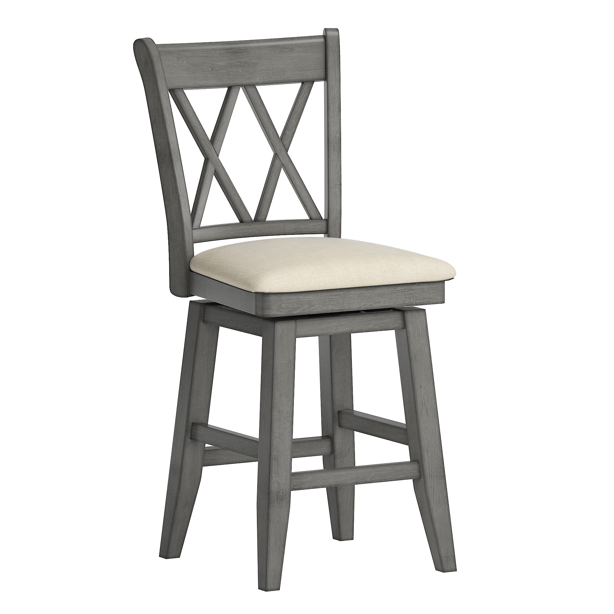 Weston Home Sheena Double X Back 24-inch Counter Height Wood Swivel Stool, Antique Grey - Image 6