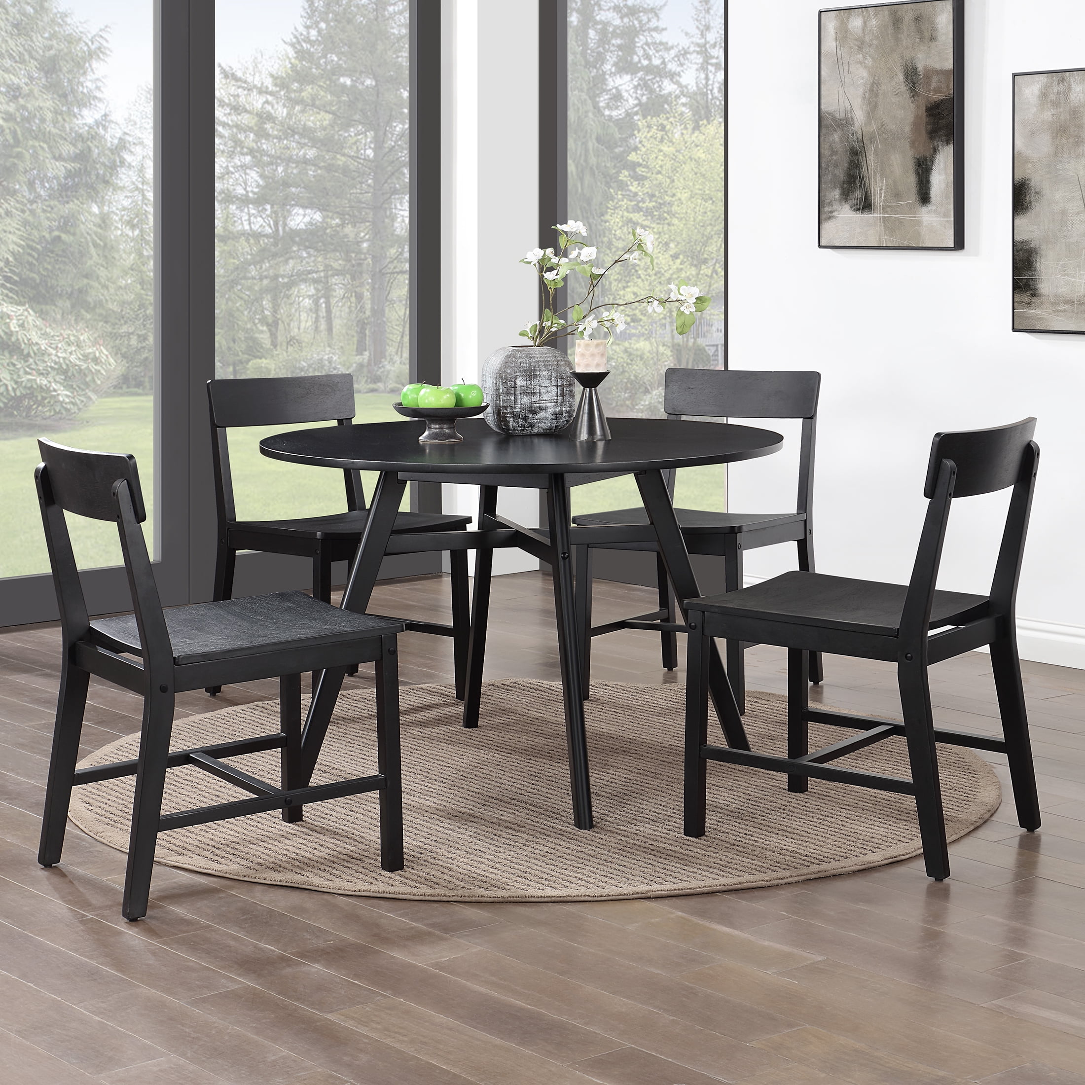 Mainstays Wood Dining Chair 4 Pack, Black Color, Wood Seat Pad, Include 4 Chairs for Indoor - Image 2