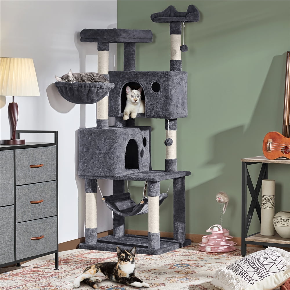 Alden Design 64.5"H Multi-level Cat Tree Tower with Condos and Perches, Dark Gray - Image 6
