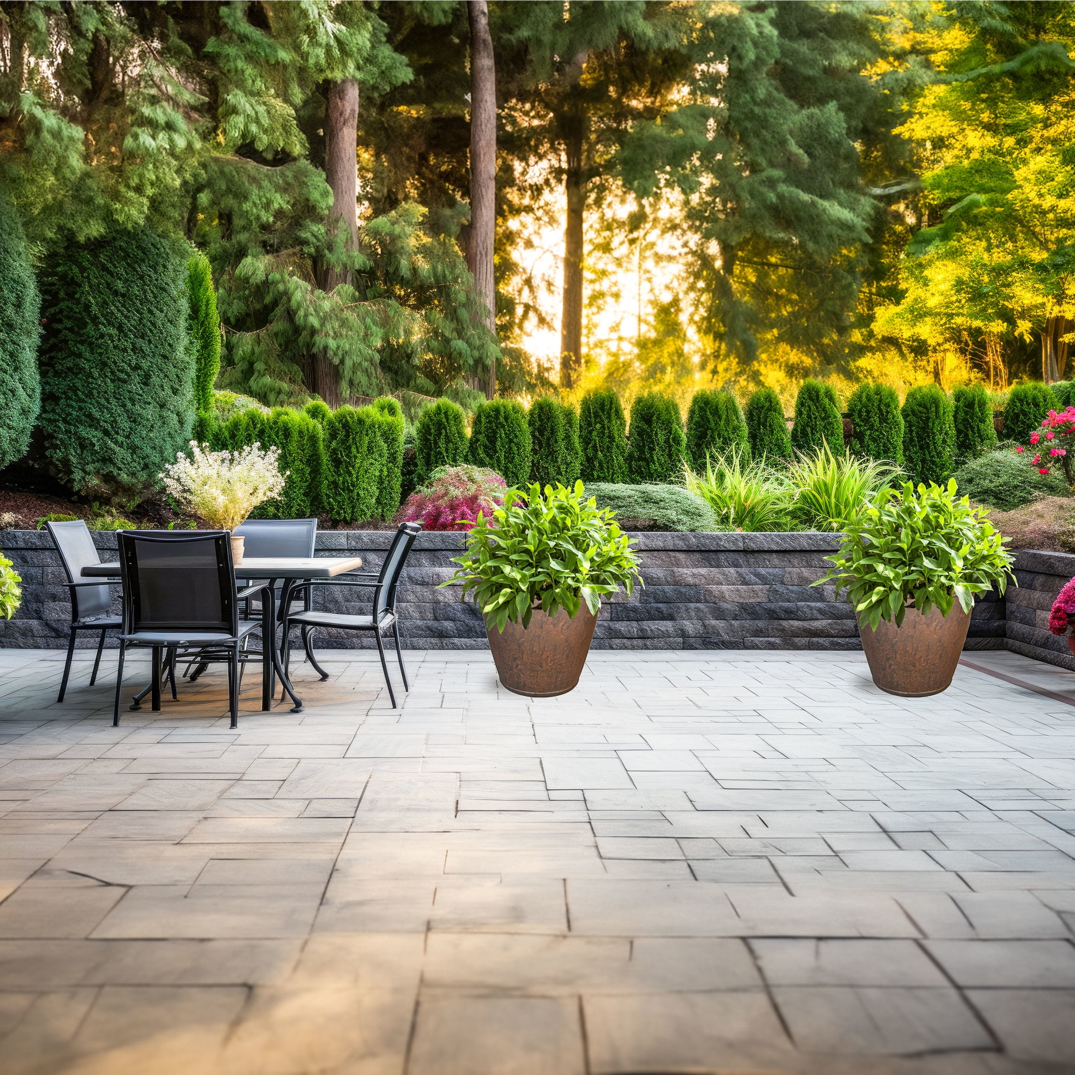 Sunnydaze Anjelica 24" x 24" x 20" Round Rust Polyresin Outdoor Planter Pot - Image 6