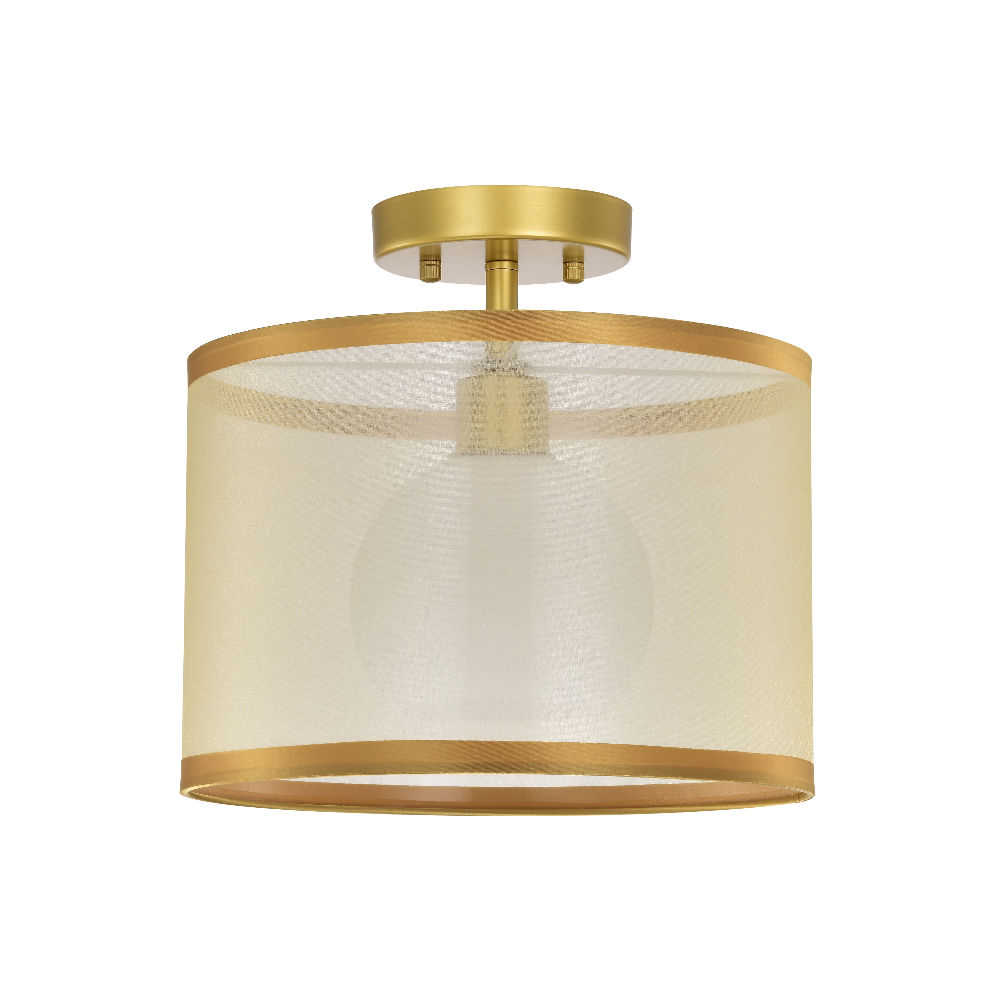 ASHOP Ceiling Light Semi Flush Mount Fixtures Modern Close to Ceiling Lamps Gold Drum Light Fixture with Double Shade - Image 6