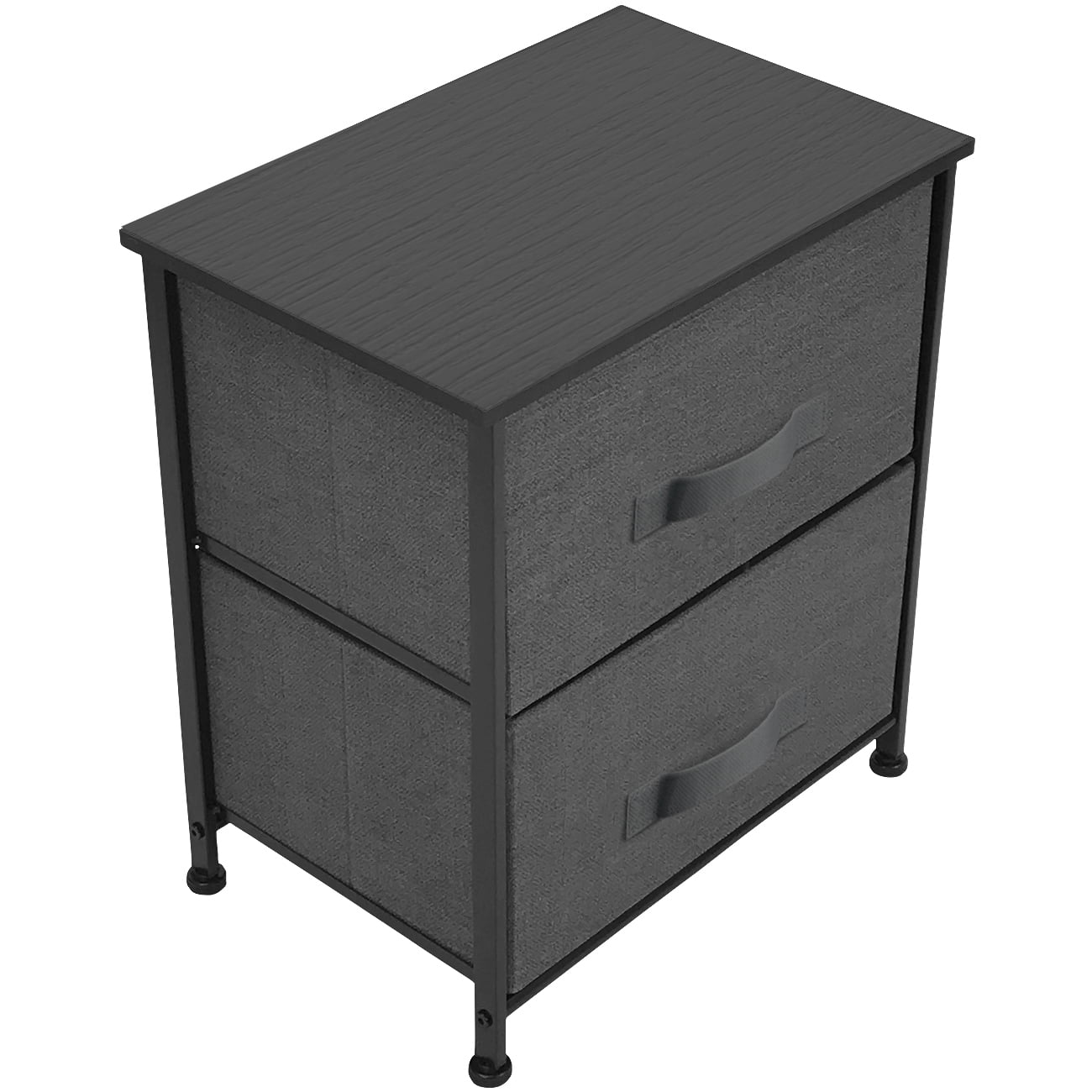 Sorbus Classic 2 Drawers Nightstand with Steel Frame and Wood Top in Black - Image 7