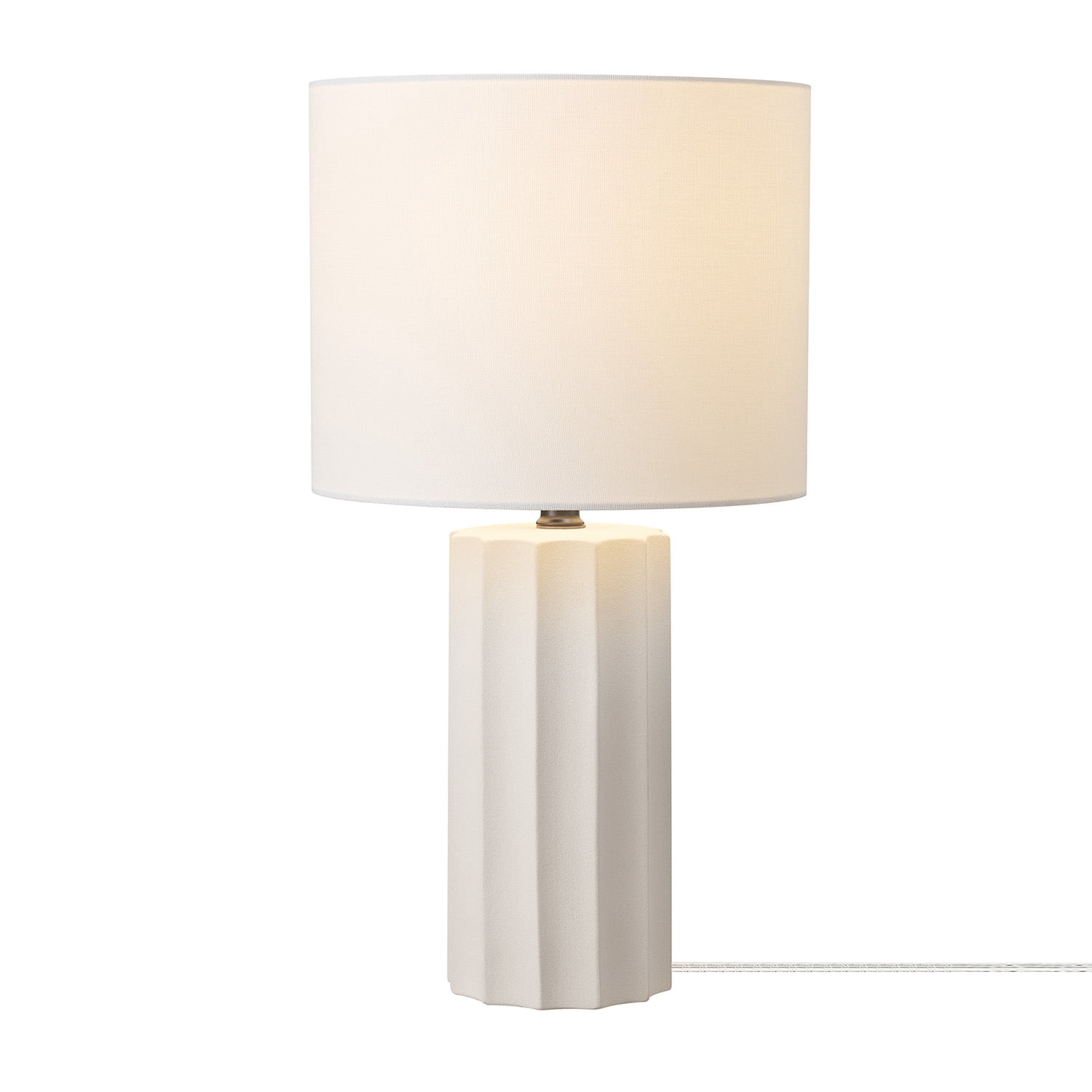 Globe Electric Doris 20" Ribbed Concrete Finish Table Lamp with White Linen Shade, 91004439 - Image 7