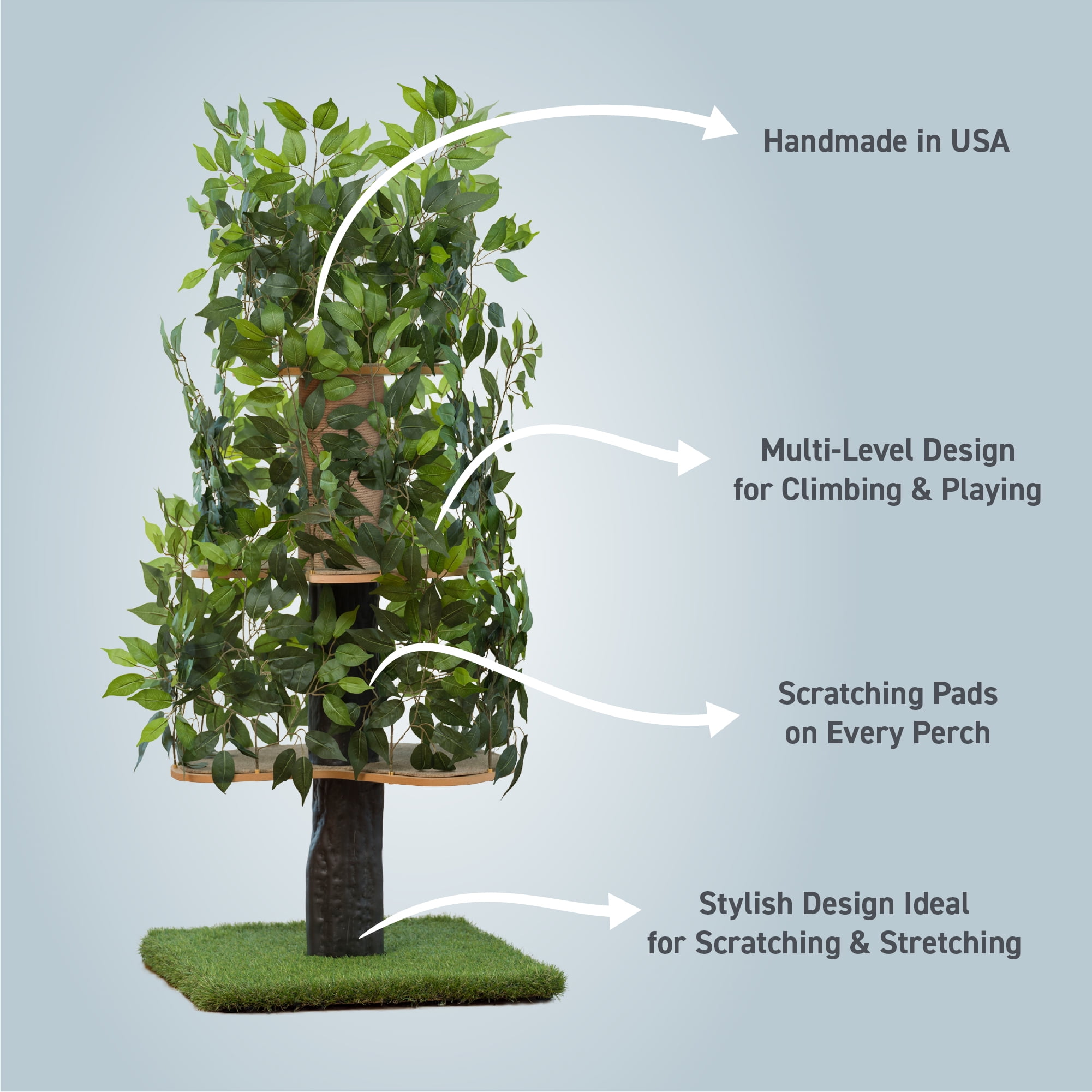 On2Pets Cat Tree with Leaves, Cat House & Cat Activity Tree, Multi-Level Cat Condo for Indoor Cats, Square Base - Image 6