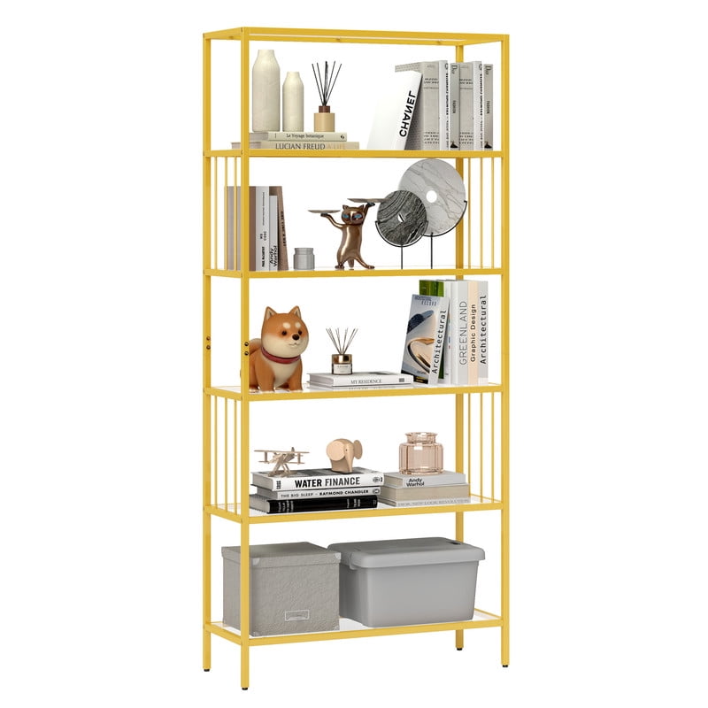 Uforic 6-Tier Gold Bookshelf, Modern Free Standing Storage Shelf with Metal Frame, Display Shelving Unit for Living Room, Acrylic and Gold Finish, Gold - Image 6