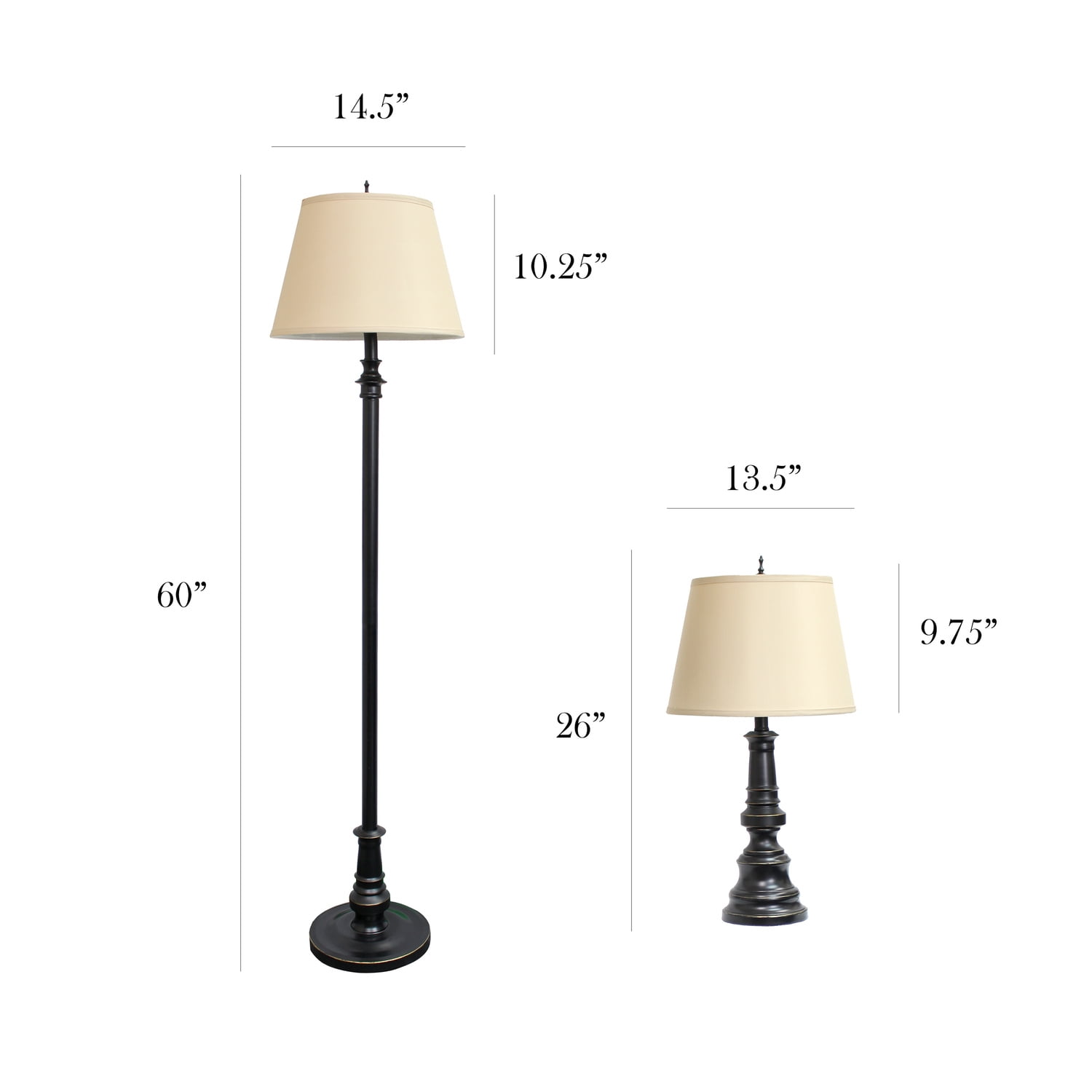 Elegant Designs Restoration Bronze Three Pack Lamp Set (2 Table Lamps, 1 Floor Lamps) - Image 4