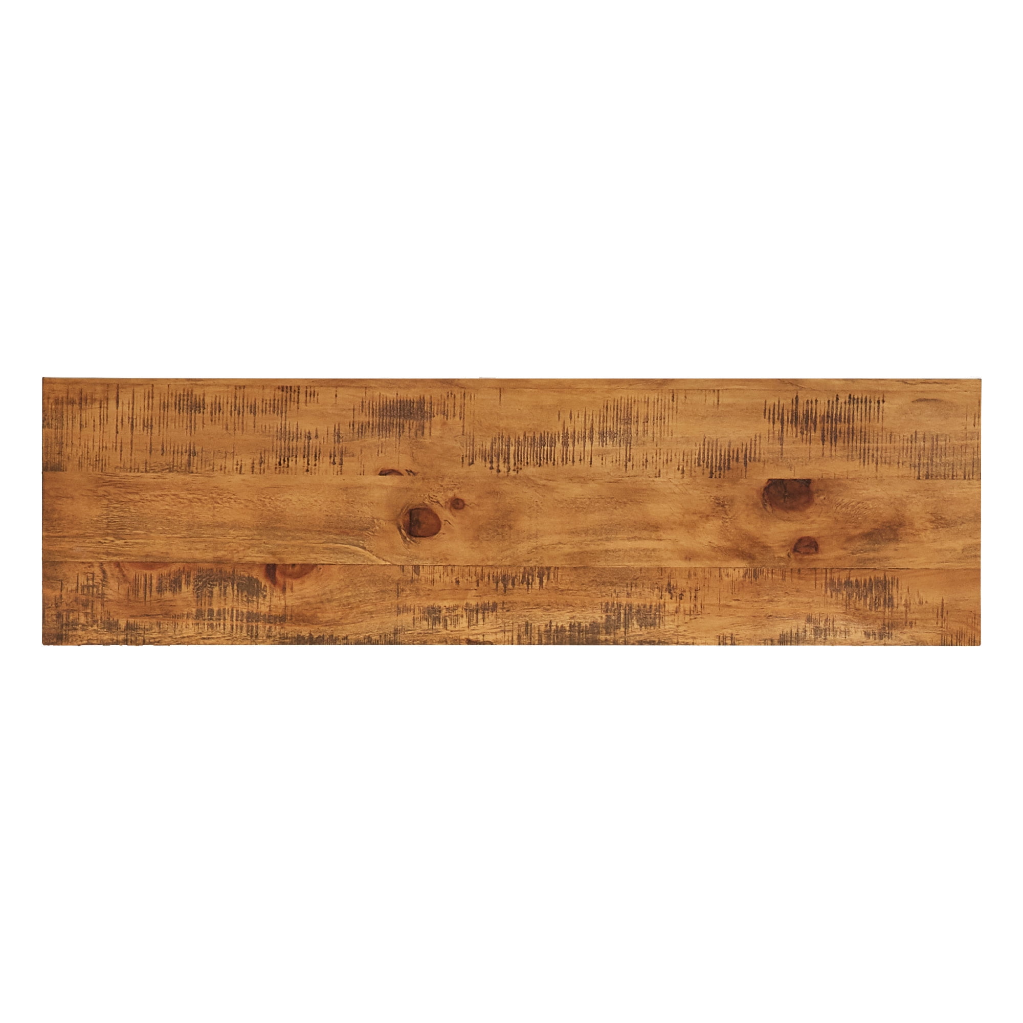 Weston Home Westyn Rustic X-Base Wood and Metal TV Stand for TVs up to 65", Oak Finish - Image 5