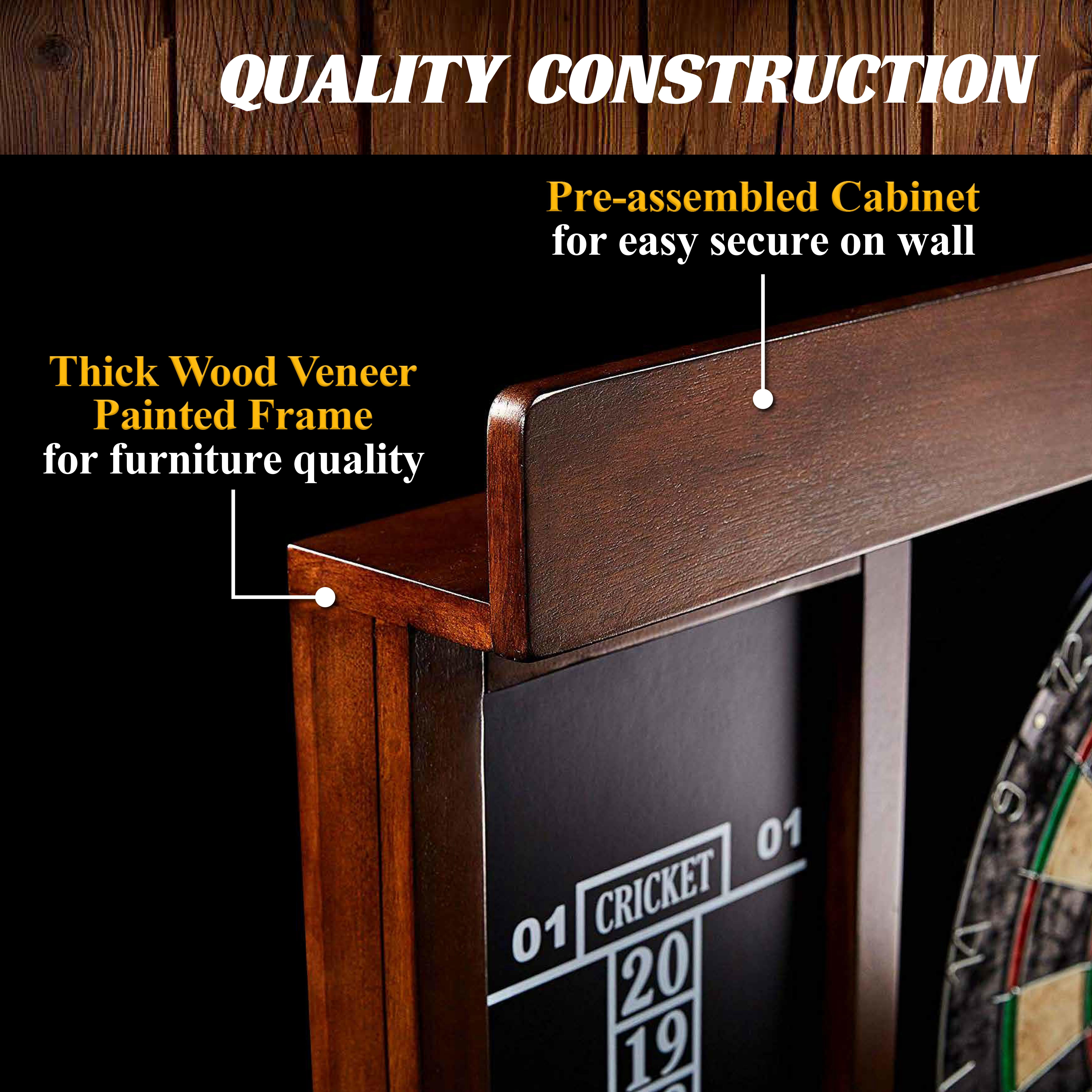 Bristle Dartboard Cabinet Set, LED Lights, Official Size Dart Board, by Barrington Billiards - Image 9