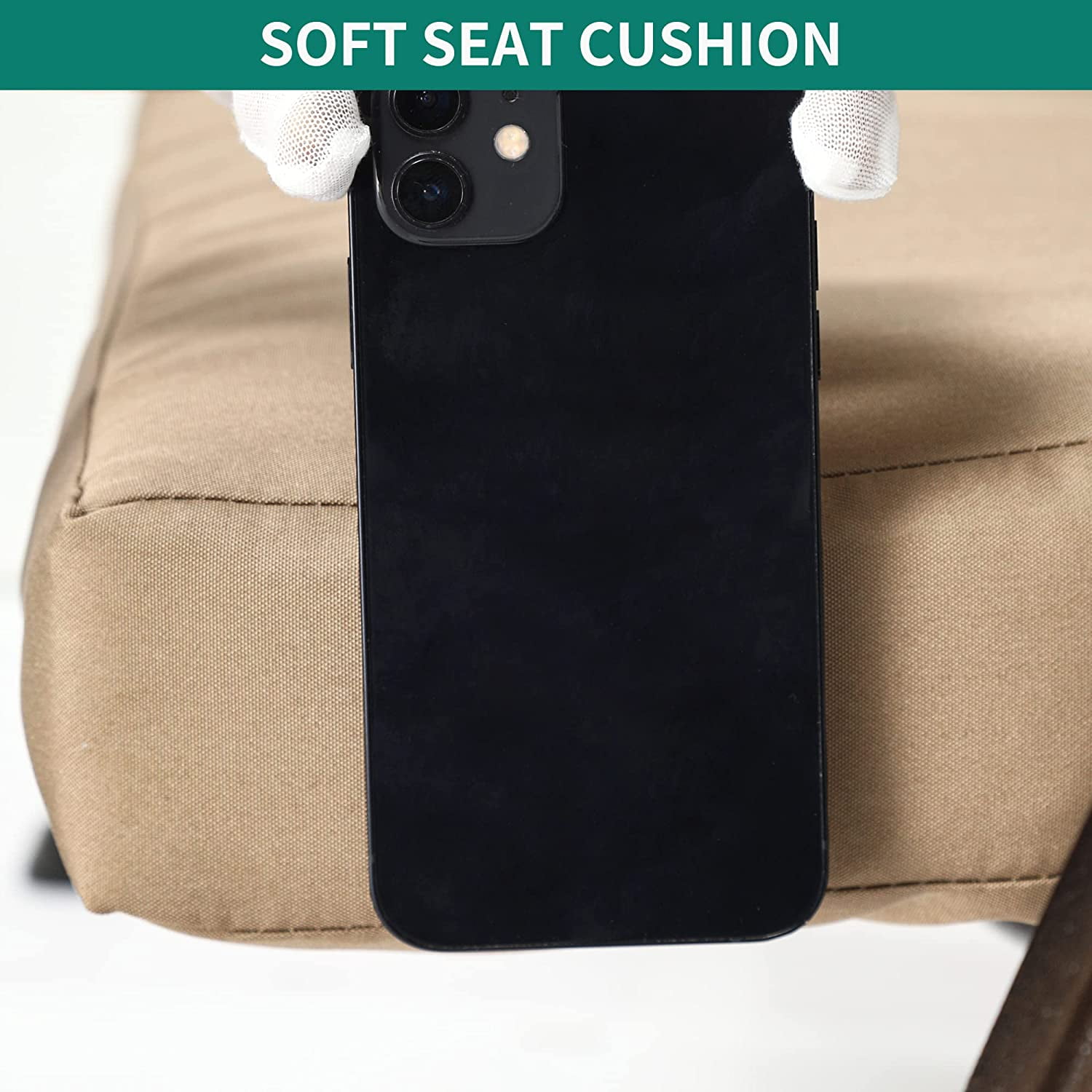 Dextrus Alloy Steel Chair Porch Swings with Adjustable Canopy and Removable Cushions, Dark Brown - Image 4