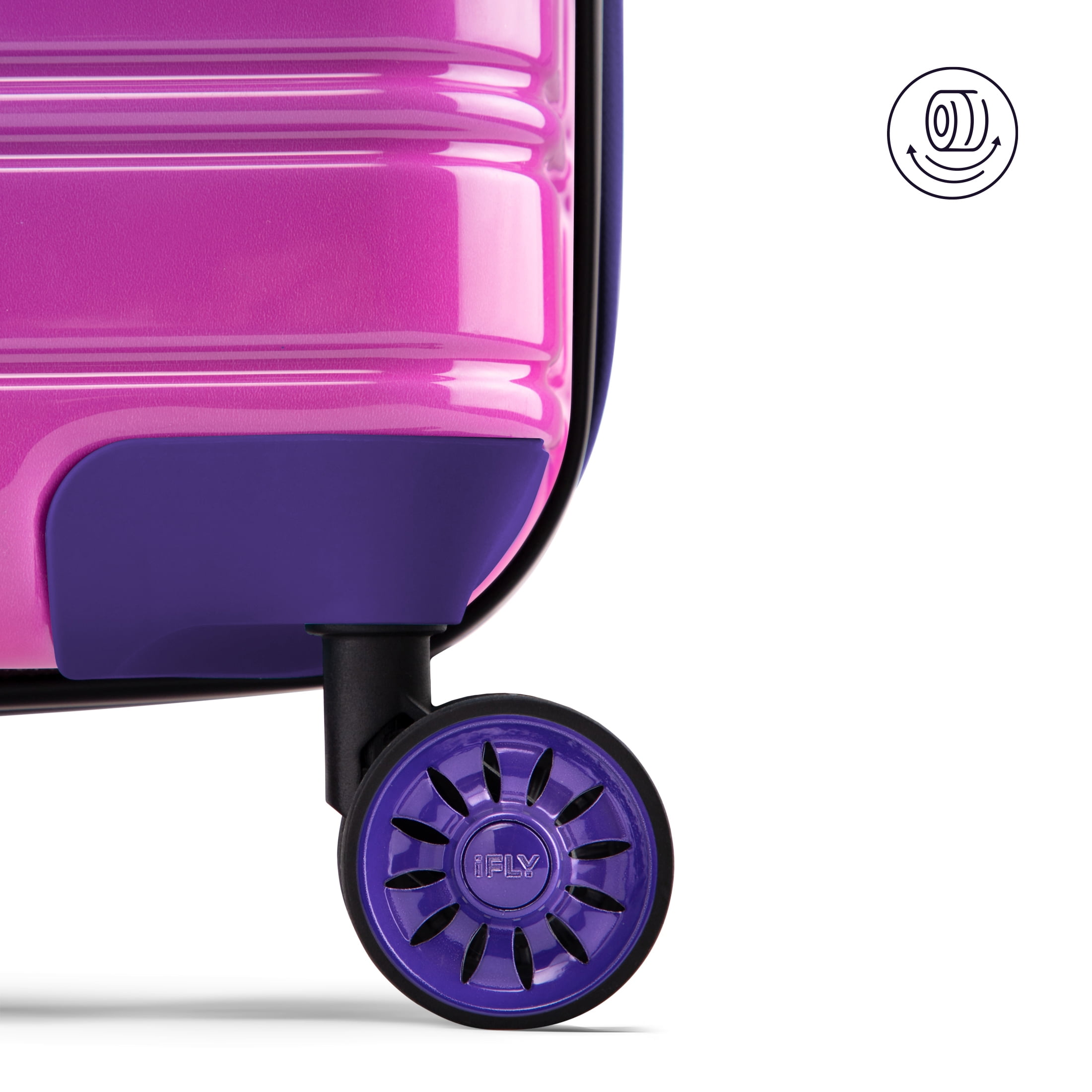 iFLY Fibertech 28" Large Checked Suitcase – Hardside Expandable Spinner Luggage for Travel, Midnight Berry - Image 2