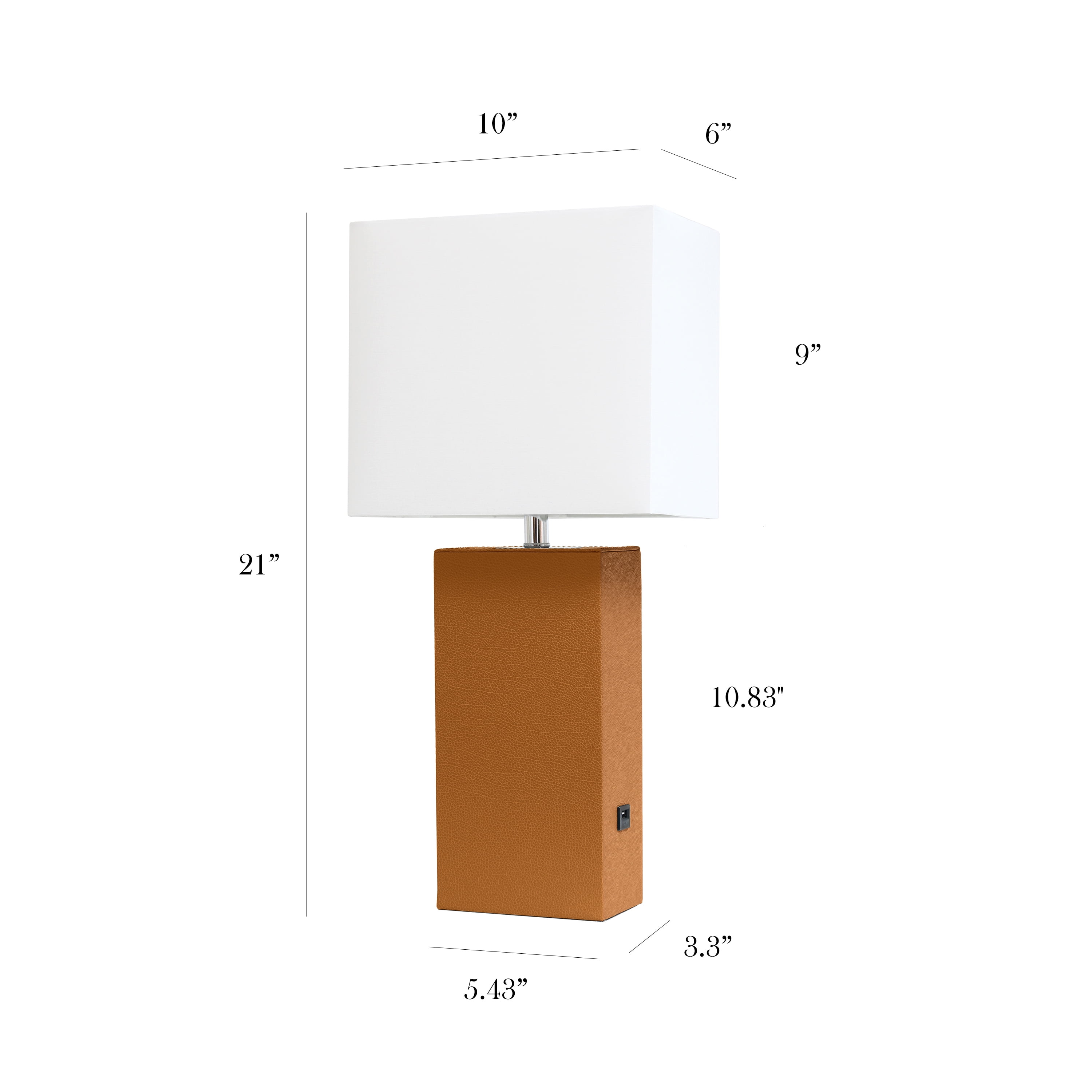 Elegant Designs Modern Leather Table Lamp with USB and White Fabric Shade - Image 6