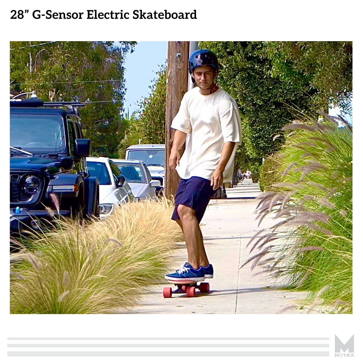 M8TRX EB100 Electric Skateboard, Gravity Sensor Riding, 300 Watt, 28" Deck, 10 MPH, Red - Image 10