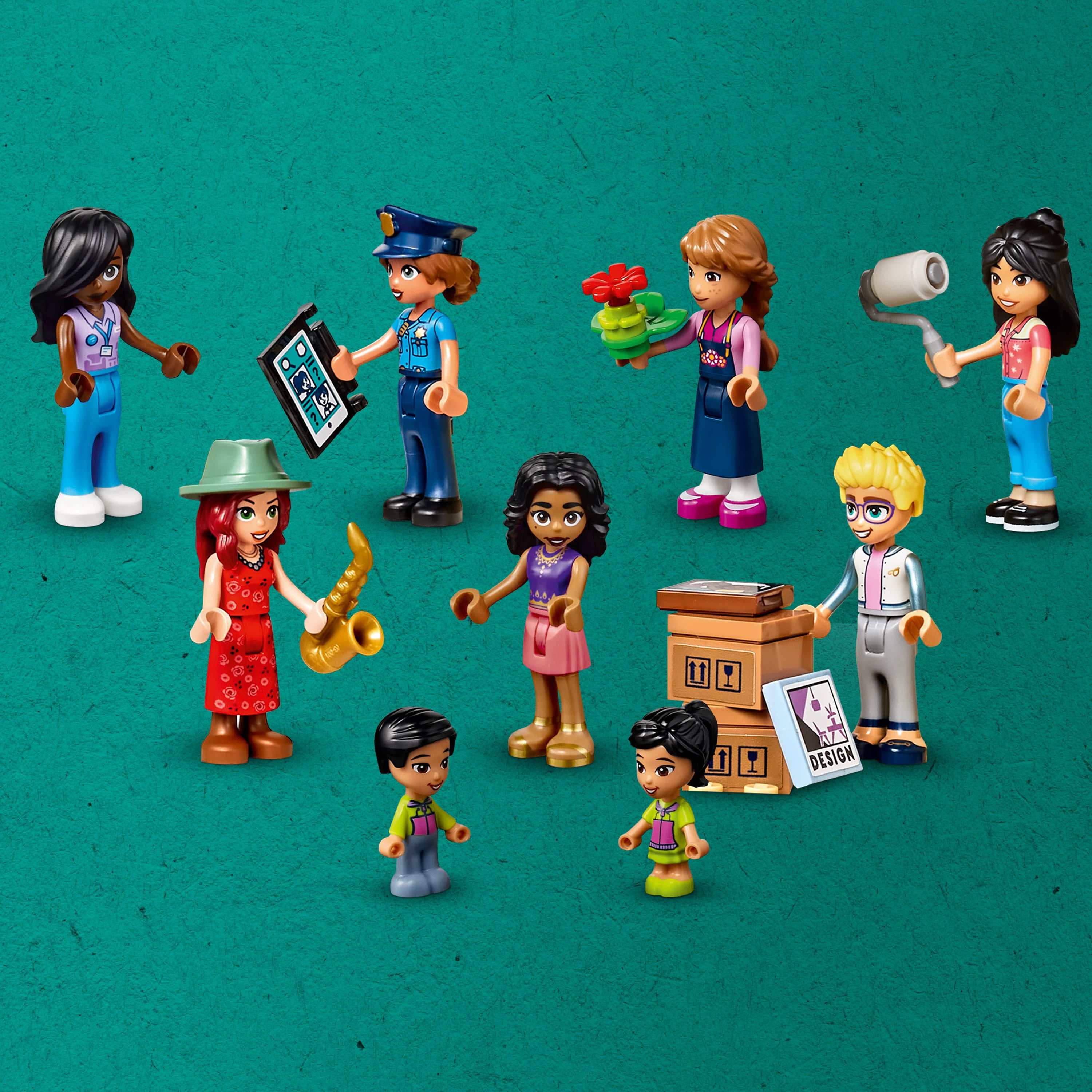 LEGO Friends Downtown Flower and Design Stores 41732 Building Set - Buildable Toy with Apartment, Shops, House, and Classic Characters, Model to Customize, Decorate, and Display for Ages 12+ - Image 2