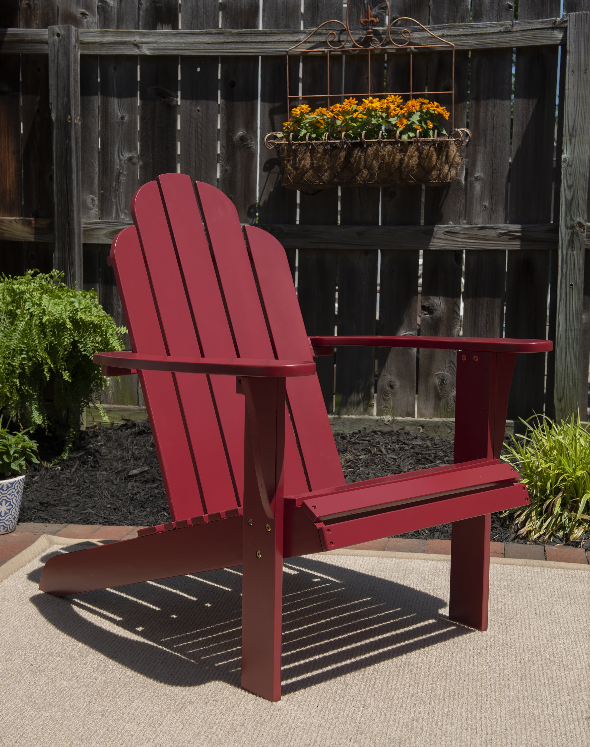 Linon Comfort Back Acacia Wood Adirondack Chair, Red Finish - Image 7