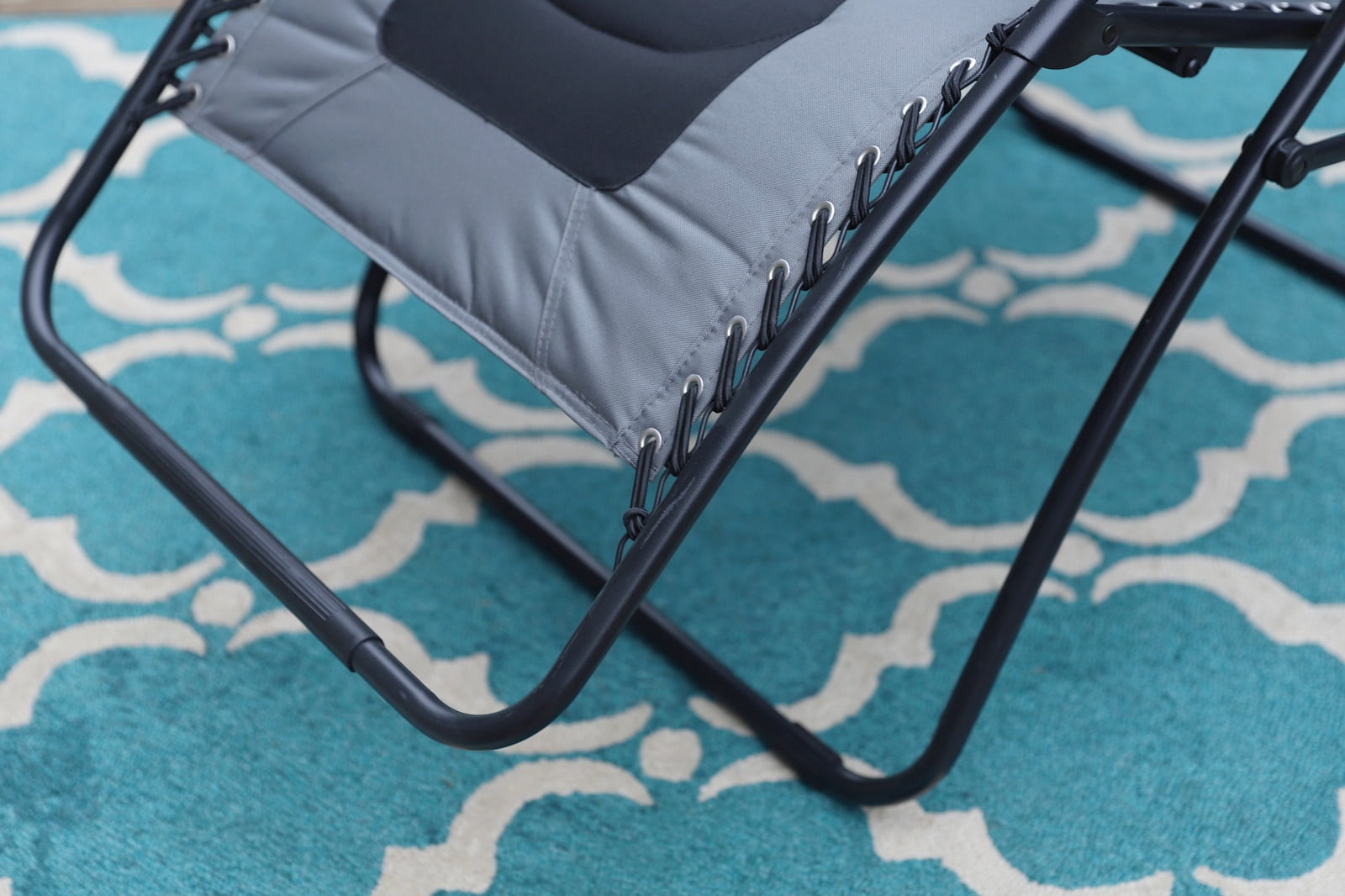 MF Studio Oversized Padded Zero Gravity Chair Adjustable Camping Lawn Chair with Cup Holder, Grey - Image 5