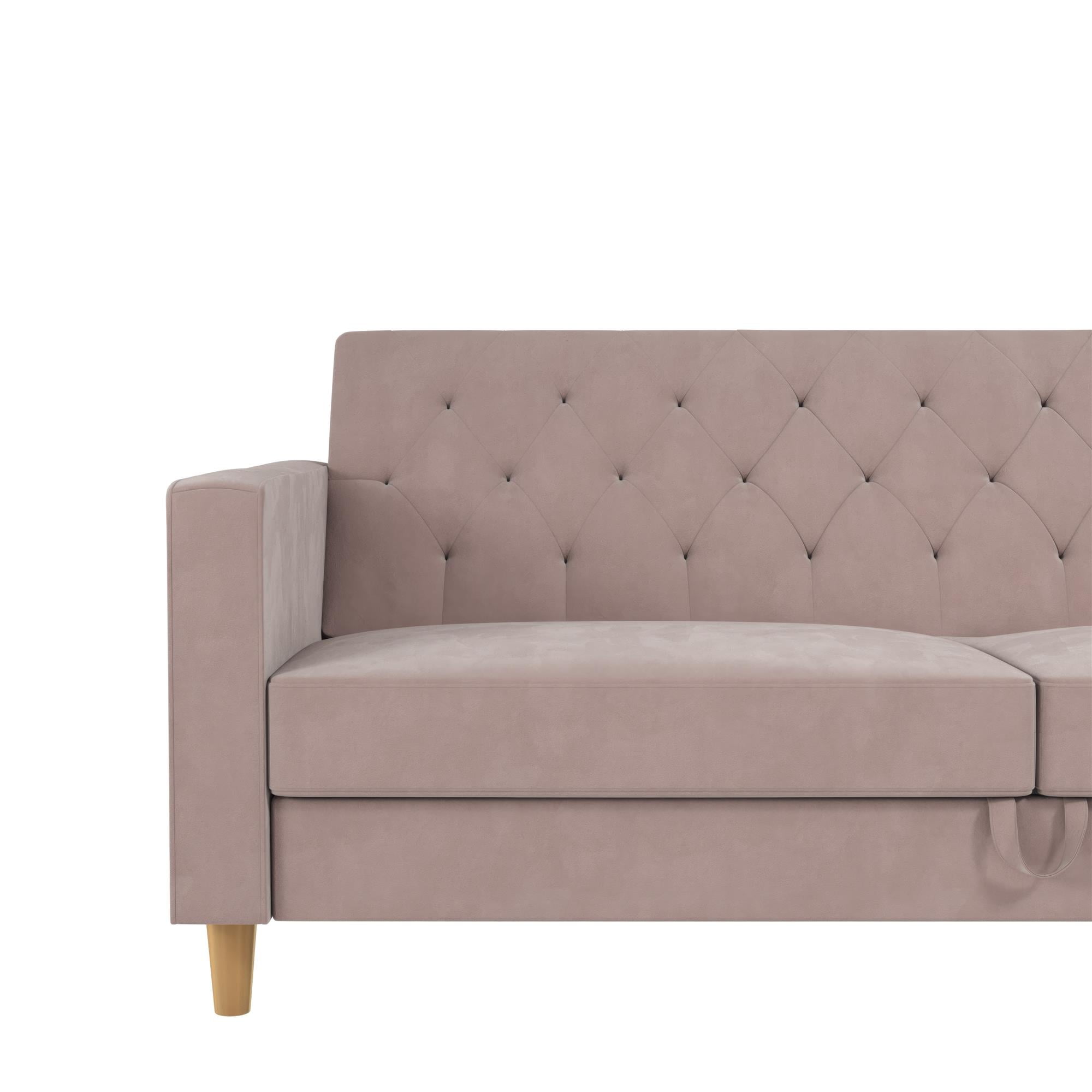 CosmoLiving Liberty Futon with Storage, Blush Velvet - Image 18