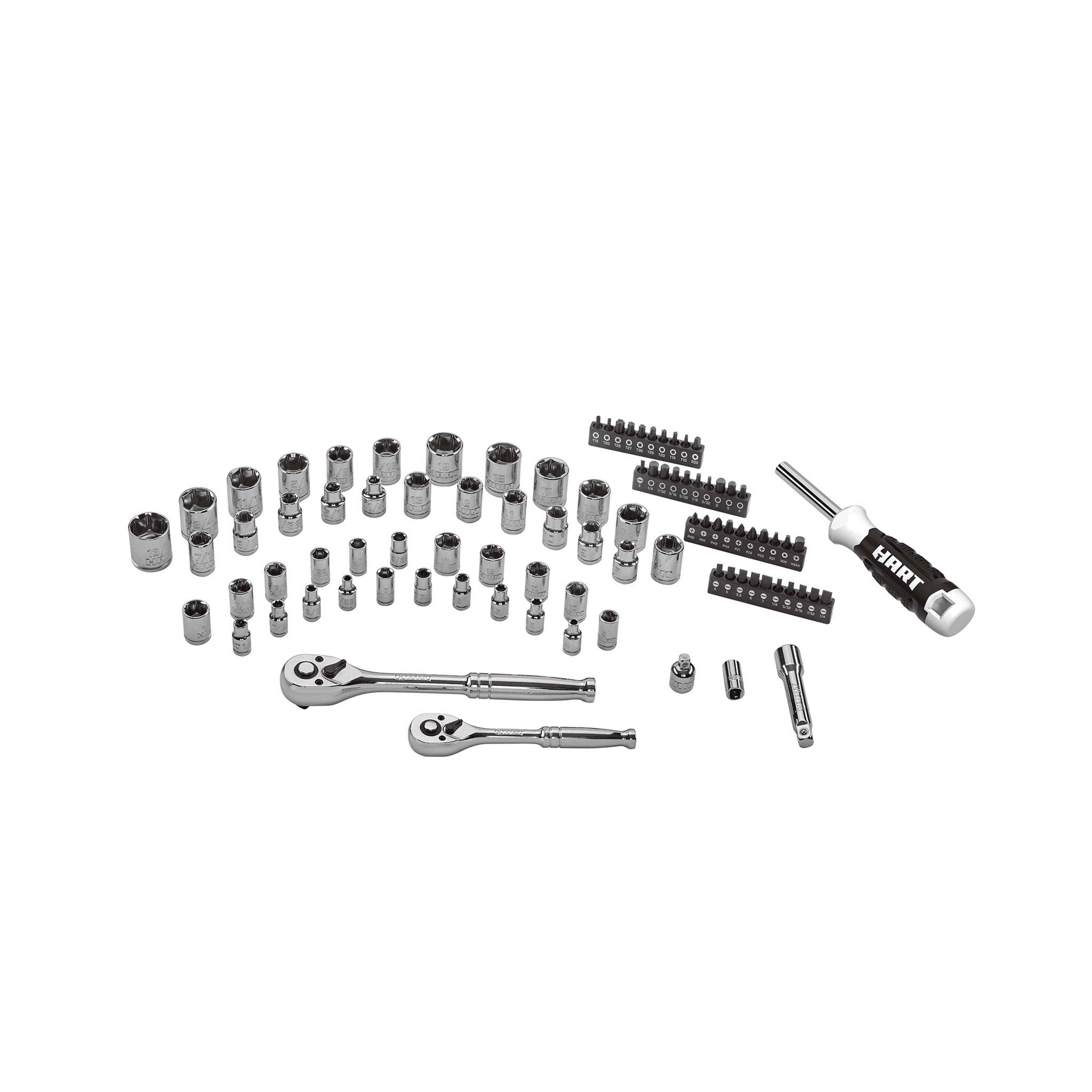 HART 90-Piece 1/4 and 3/8-inch Mechanics Tool Set, Chrome Finish, New Condition - Image 10