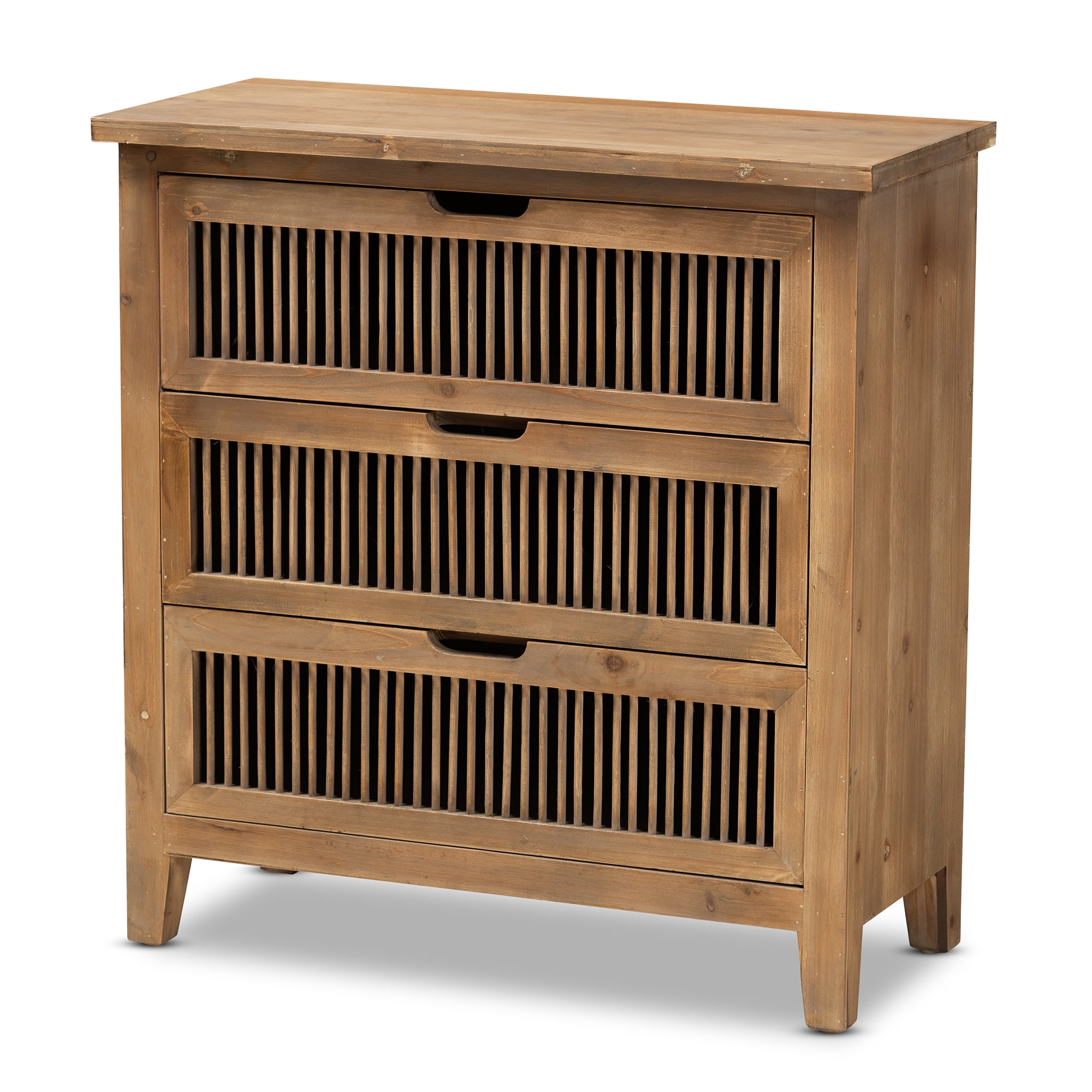 Baxton Studio Clement Rustic Transitional Medium Oak Finished 3-Drawer Wood Spindle Chest - Image 7