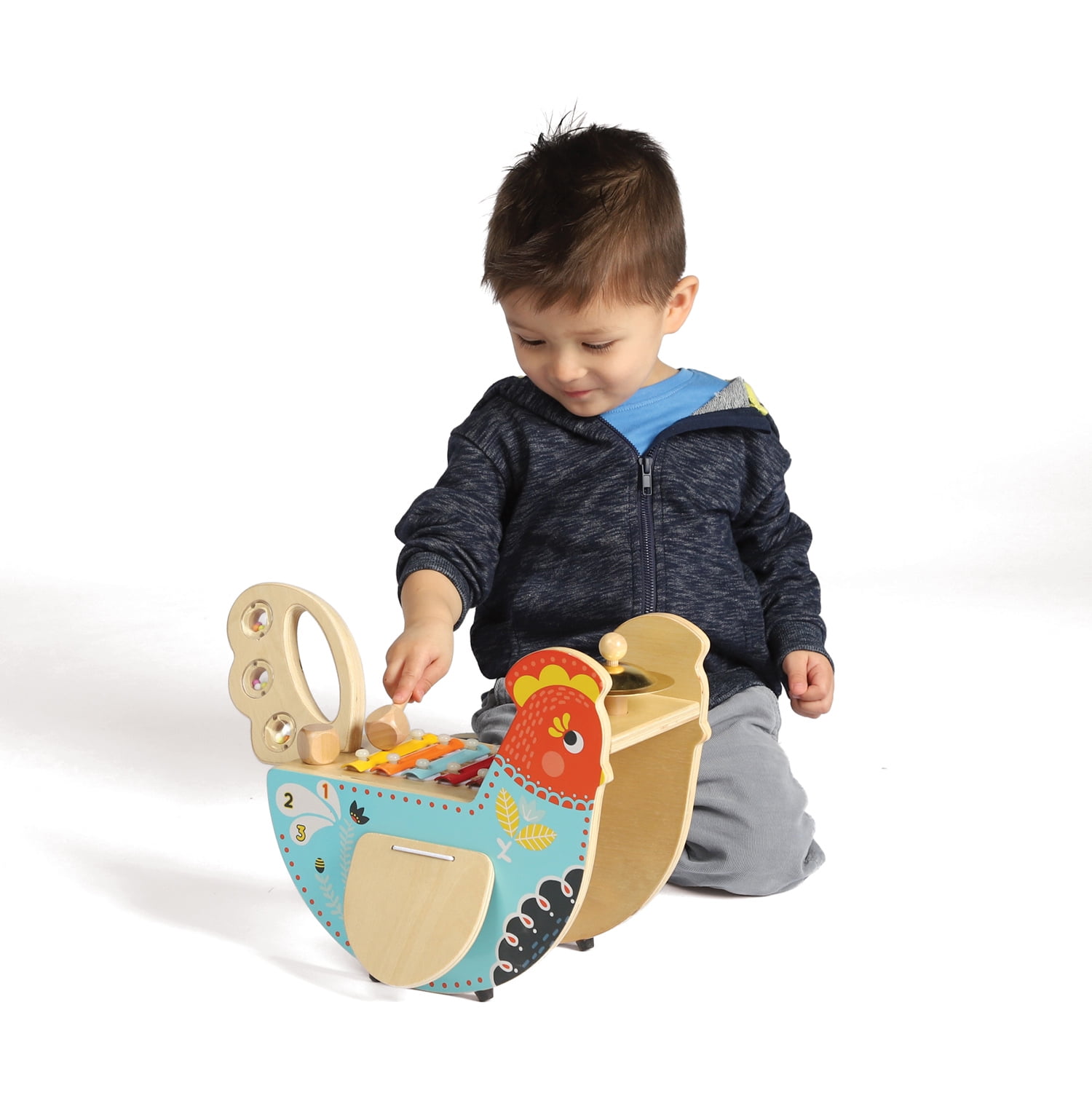 Manhattan Toy Musical Chicken Wooden Instrument for Toddlers with Xylophone, Drumsticks, Cymbal and Maraca - Image 7