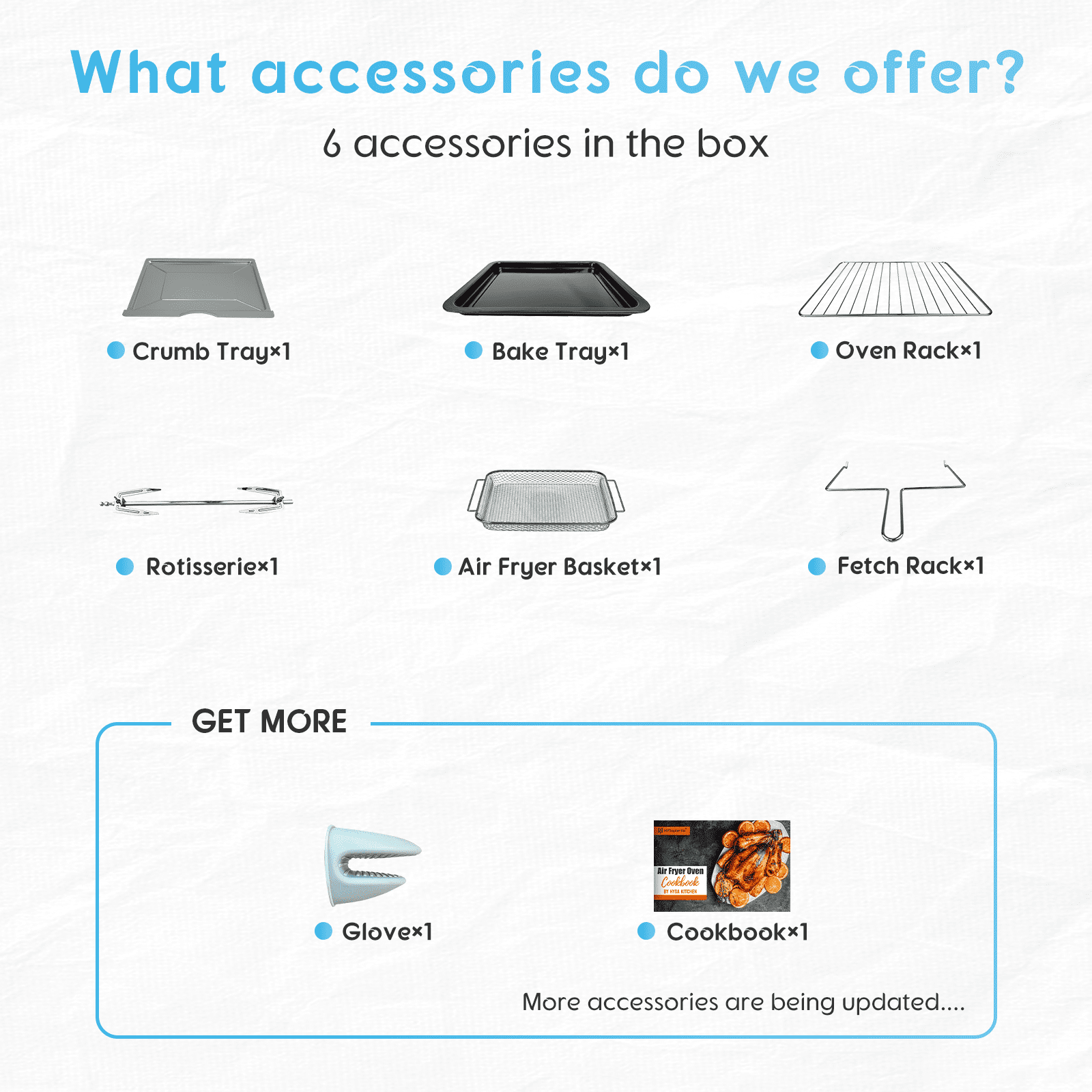 HYSapientia 26QT Air Fryer Oven With Rotisserie 1800W Toaster Oven Air Fryer Combo, 10 in 1 Convection Oven Countertop, Airfryer Toaster Oven, Mini Toaster Oven,Easy to clean - Image 3