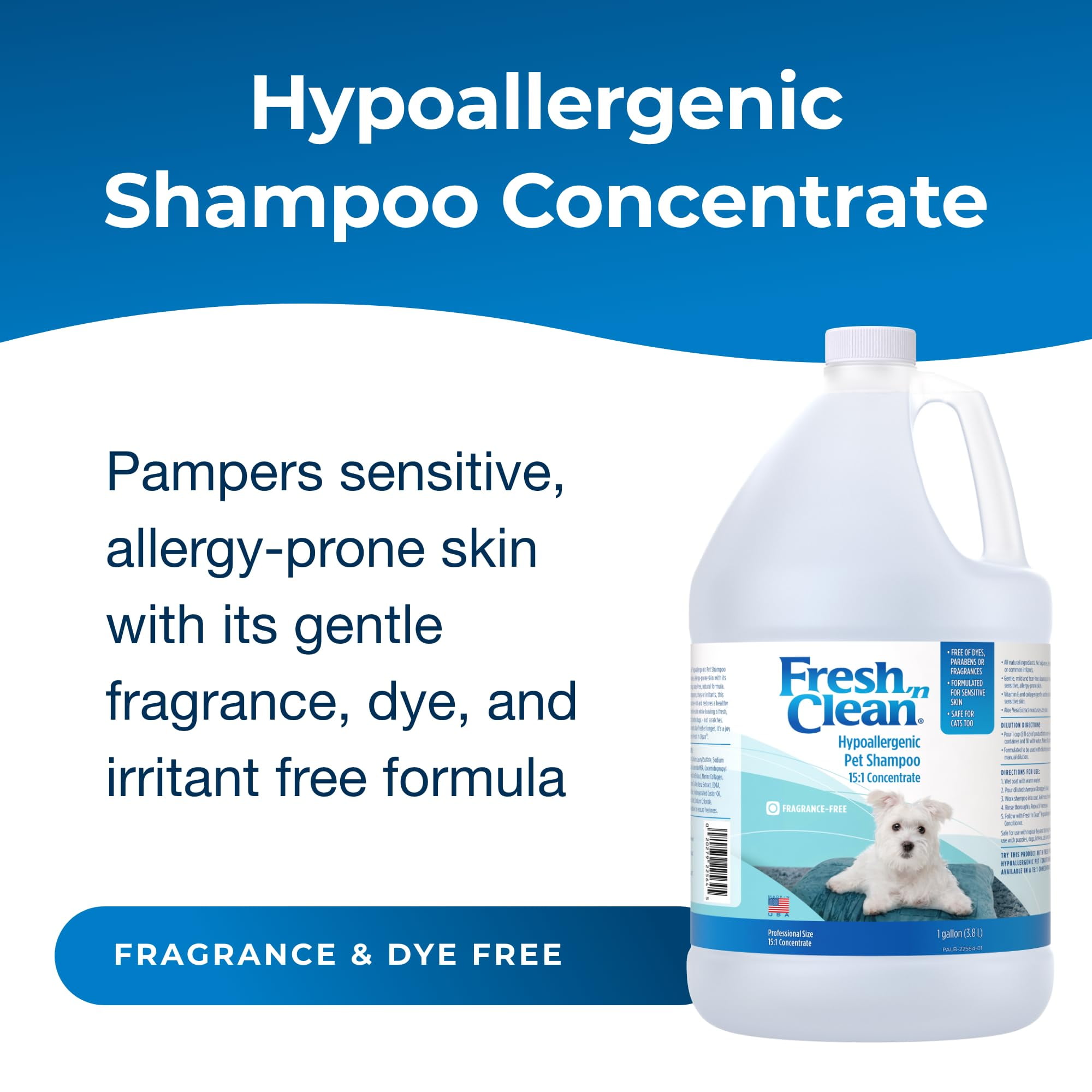 Pet-Ag Fresh 'n Clean Hypoallergenic Pet Shampoo (15:1) - 1 Gallon - Image 2