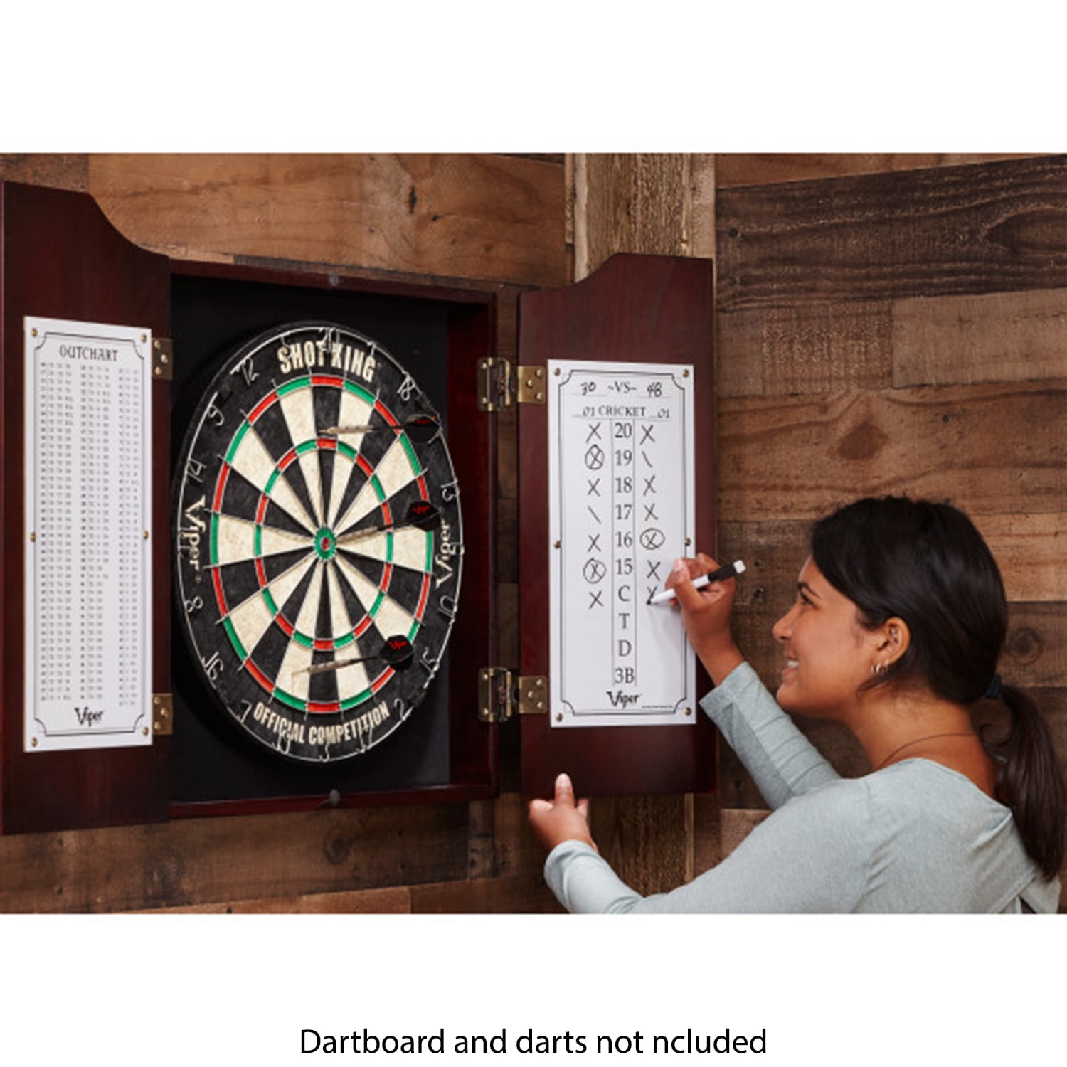 Viper Hudson Steel Tip Dartboard Cabinet with Scoreboard, Mahogany - Image 9