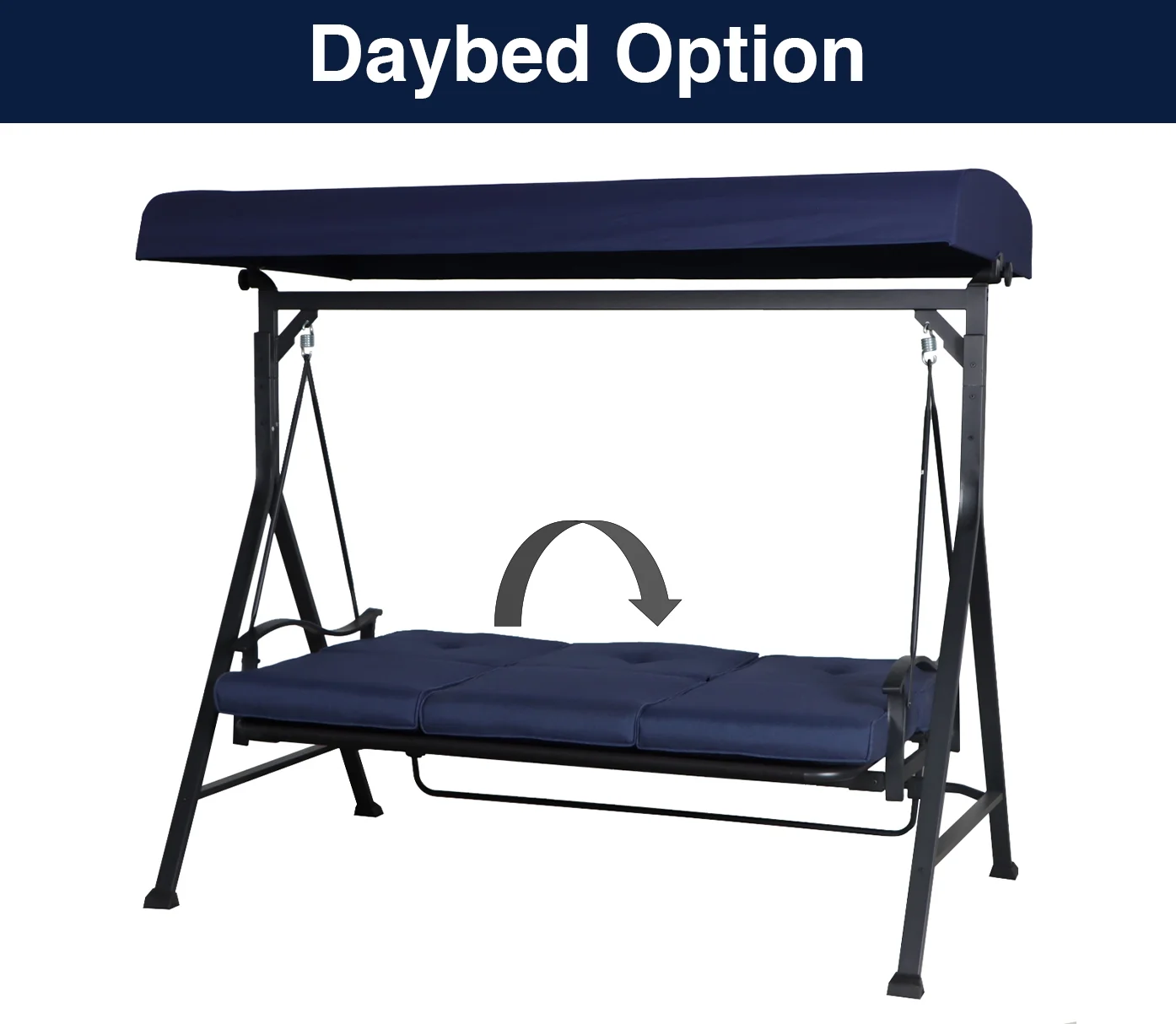Mainstays Belden Park 3 Person Freestanding Daybed Outdoor Steel Porch Swing with Canopy - Blue - Image 6