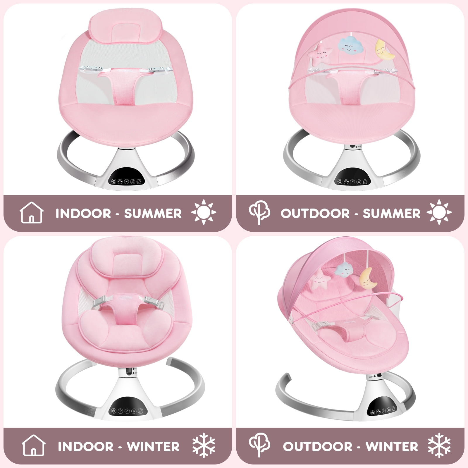 HARPPA Electric Baby Swing for Infants with Remote Control, 5 Sway Speed, Pink - Image 9