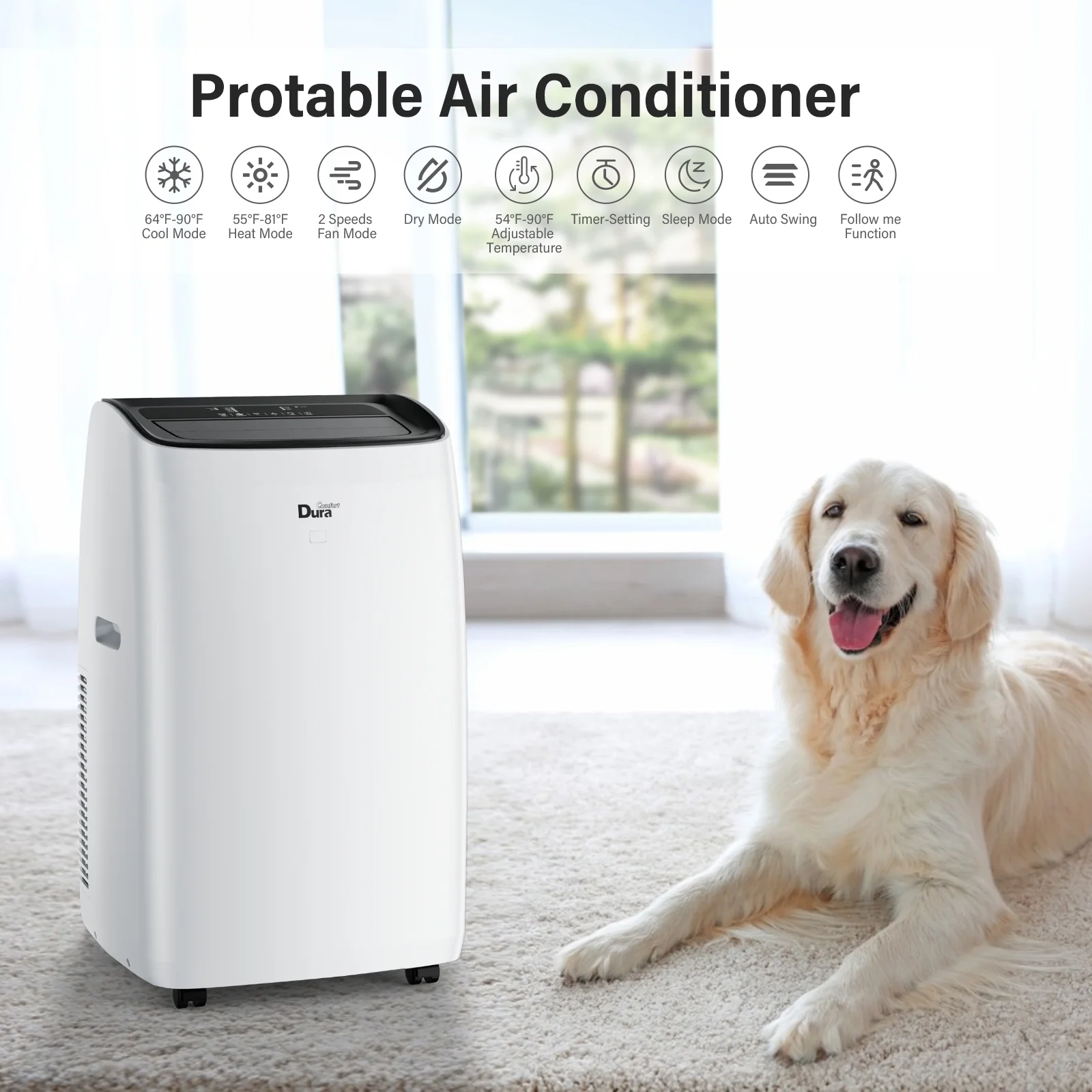 DuraComfort Portable Air Conditioners with Heater, 12000 BTU AC Unit with Heat, Cool, Dehumidifier, Fan for Room ups to 350 Sq.Ft - Image 8