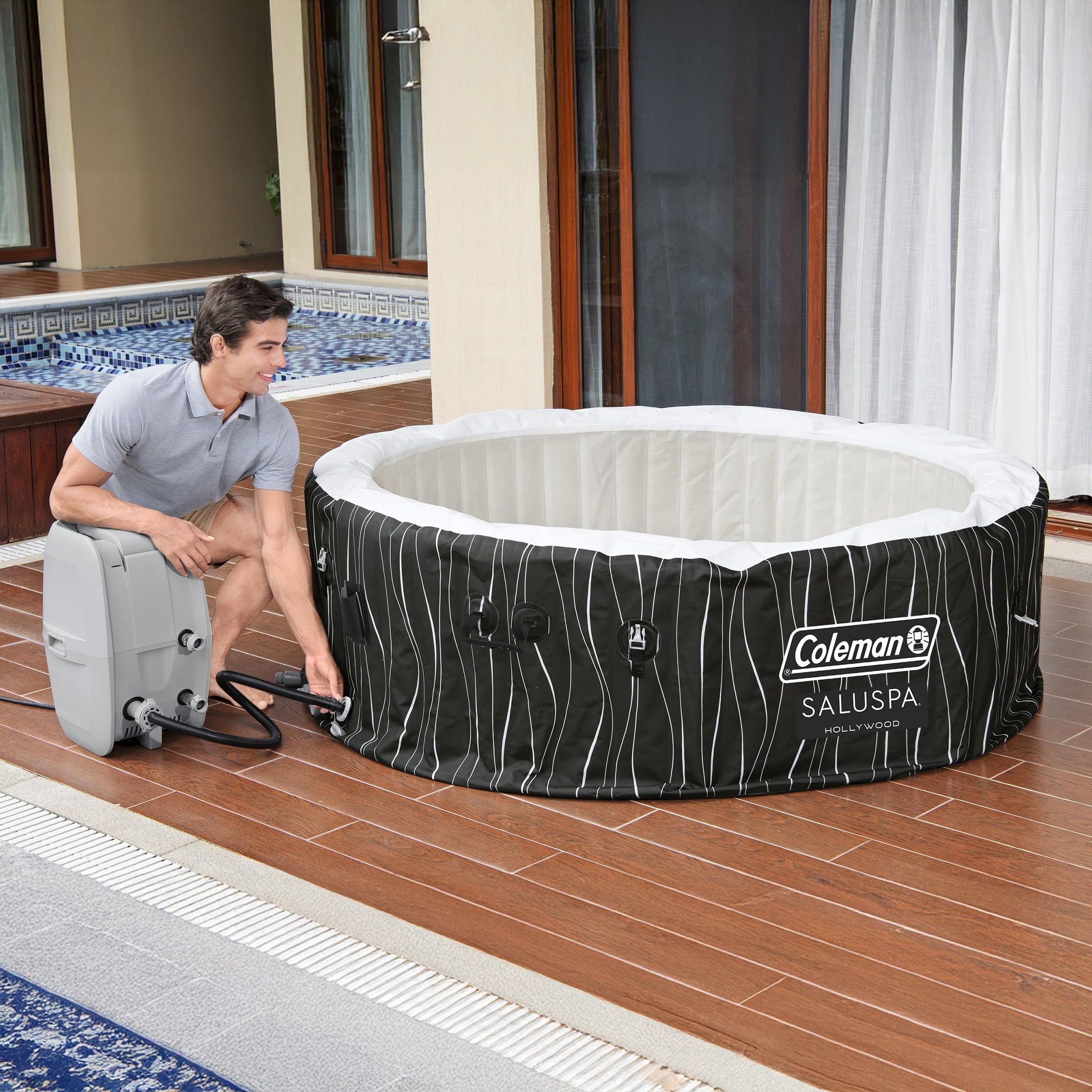 Coleman SaluSpa Hollywood Luxe AirJet Round Inflatable Hot Tub with LED Lights 4-6 Person with Pump #P08411 - Image 10