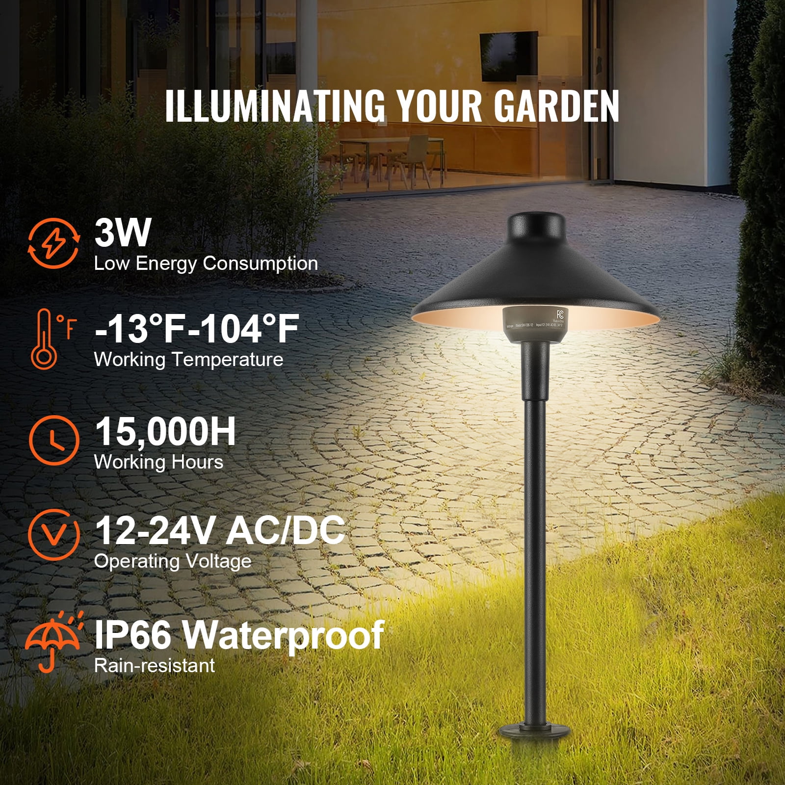 KFFKFF 12 Pack Low Voltage Landscape Path Lights 12-24V Outdoor LED Pathway Light - Image 5