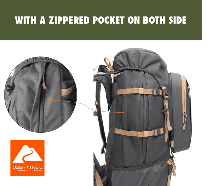 Ozark Trail 60L Hiking Backpack with Durable Fabric and Multiple Pock,Age group:Adult - Image 15