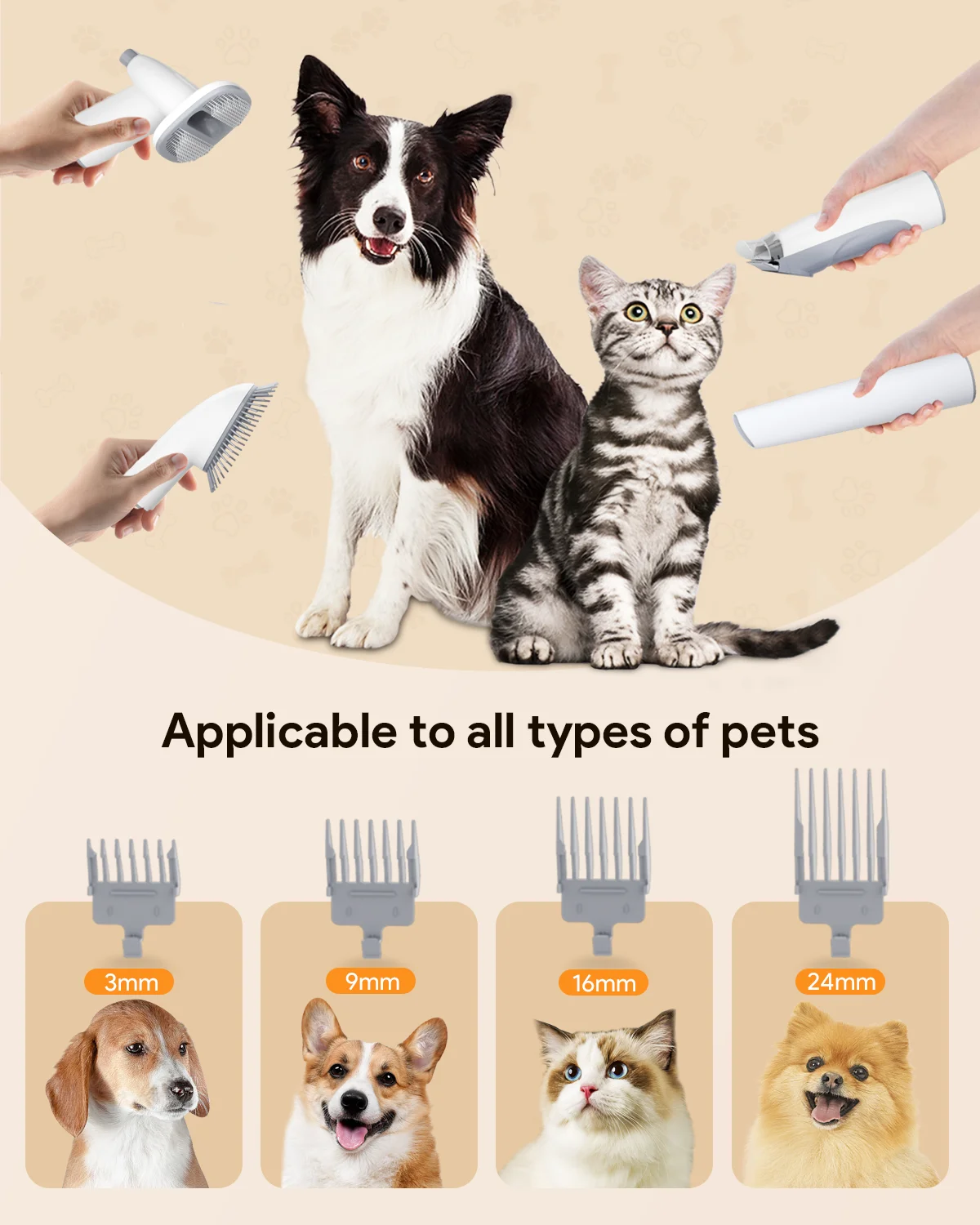 Bawetech Dog Grooming Kit & Vacuum, Suction 99% Pet Hair, 2.5L Large Capacity Dust Cup, 5 Pet Grooming Tools, Low Noise Dog Hair Remover Pet Grooming Supplies for Dogs Cats - Image 3