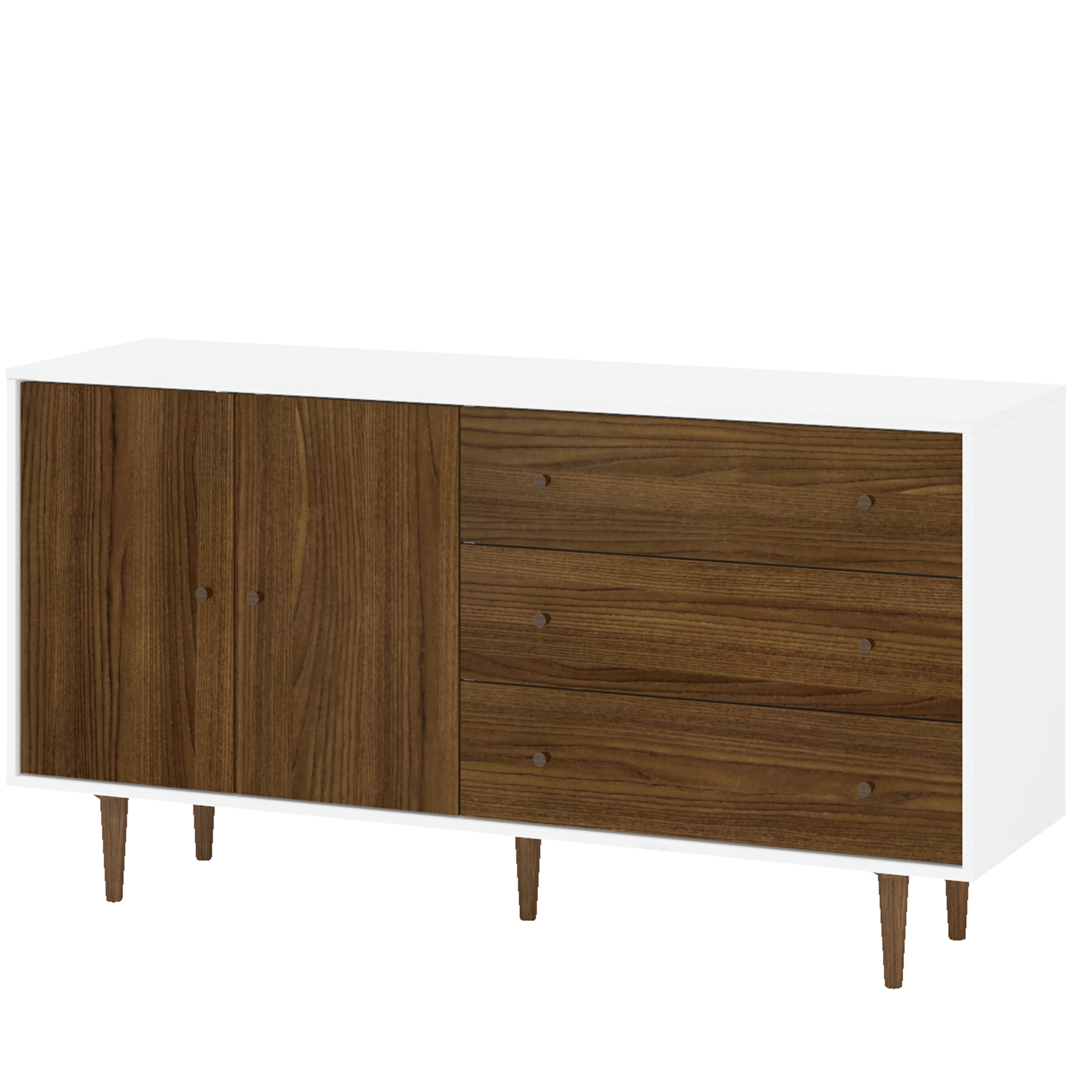 Polifurniture Pasadena Modern Sideboard with 2 Doors and 3 Drawers, White & Walnut - Image 5
