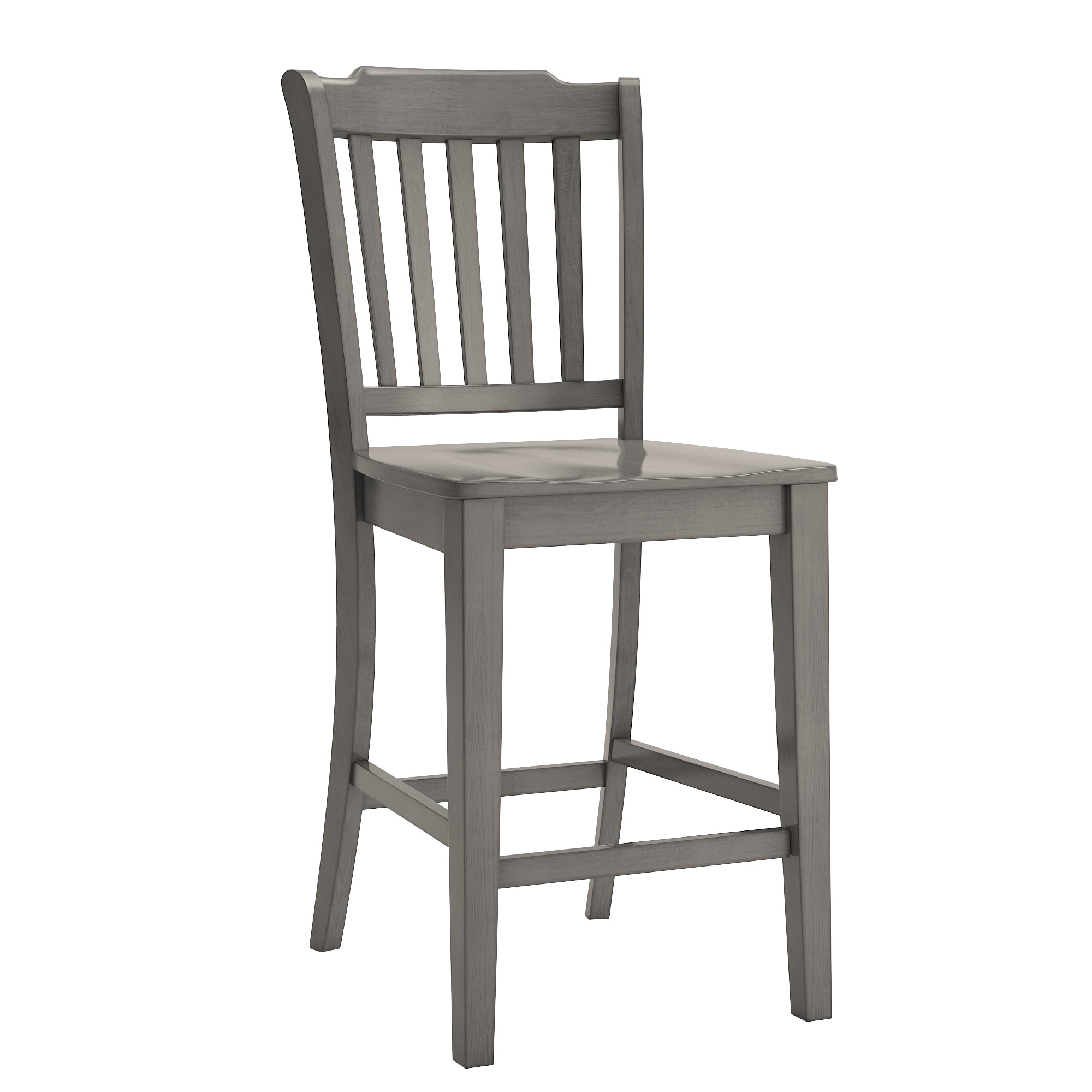 Weston Home Farmhouse Vintage Slat Back Solid Wood Counter Height Chair, Set of 2, Antique Grey - Image 6