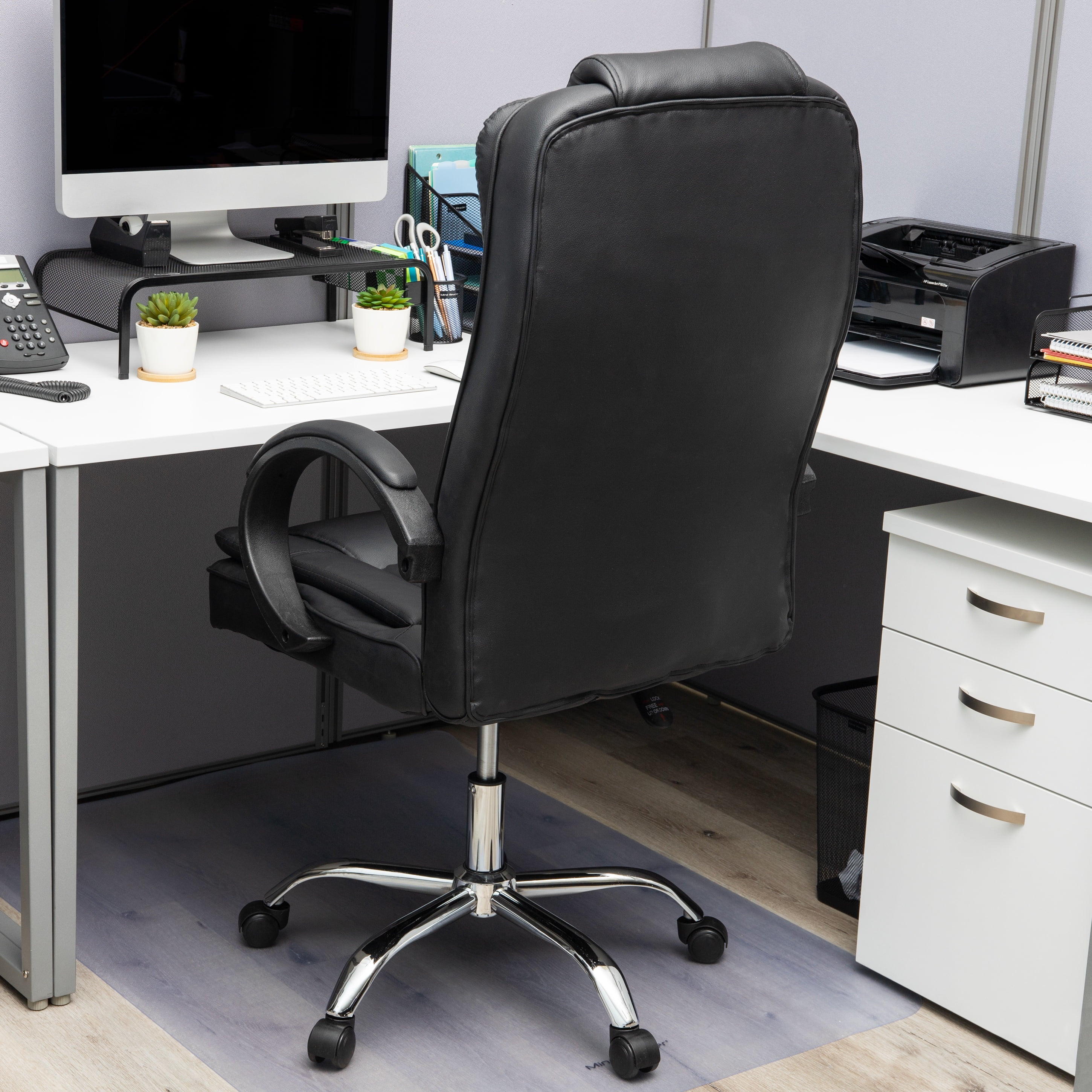 Mind Reader Executive Office Chair with Headrest, Height Adjustable, Desk Chair, Office, 23"L x 25"W x 45-49"H - Image 2