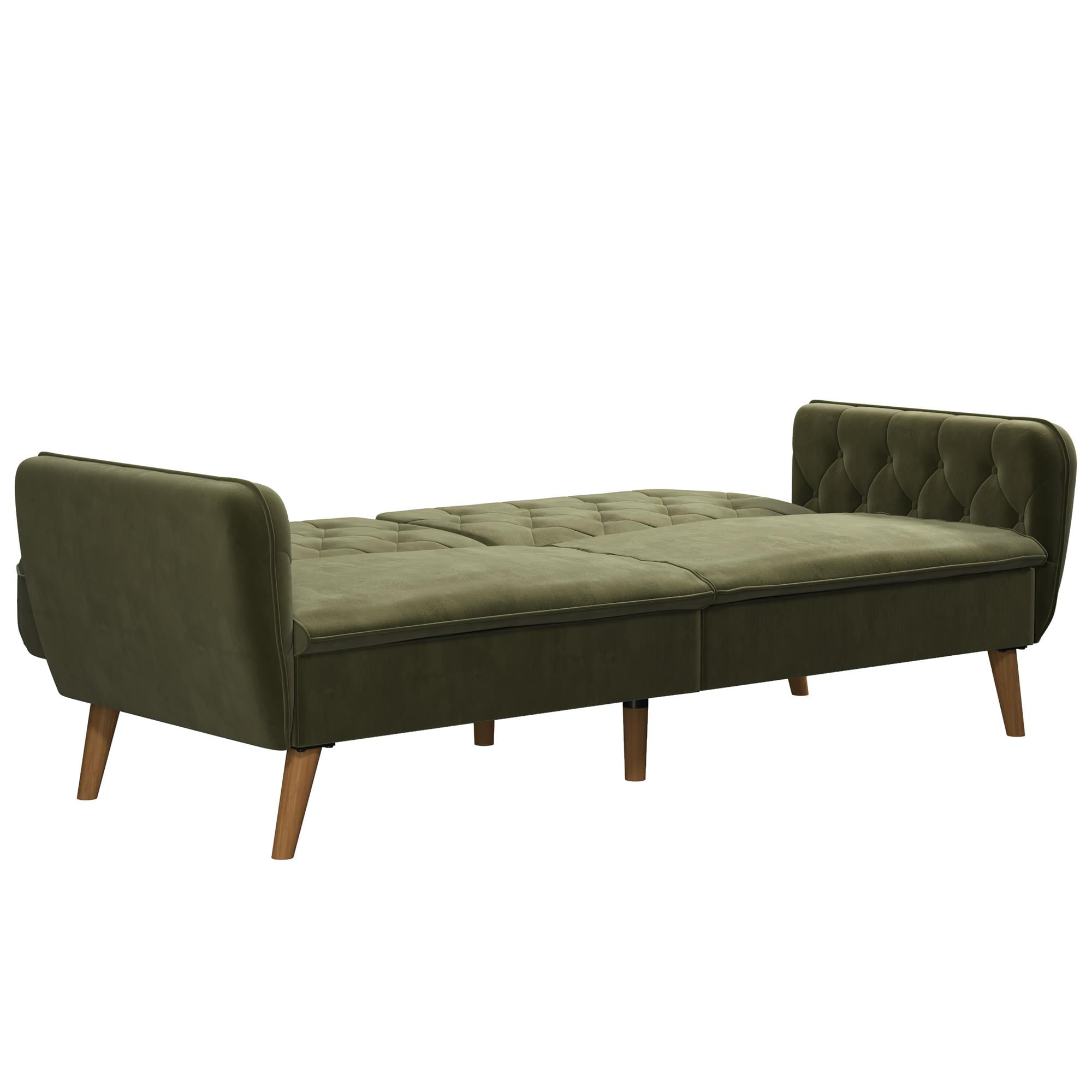 Novogratz Tallulah 83" Memory Foam Futon Sofa Bed, Green Velvet - Image 5