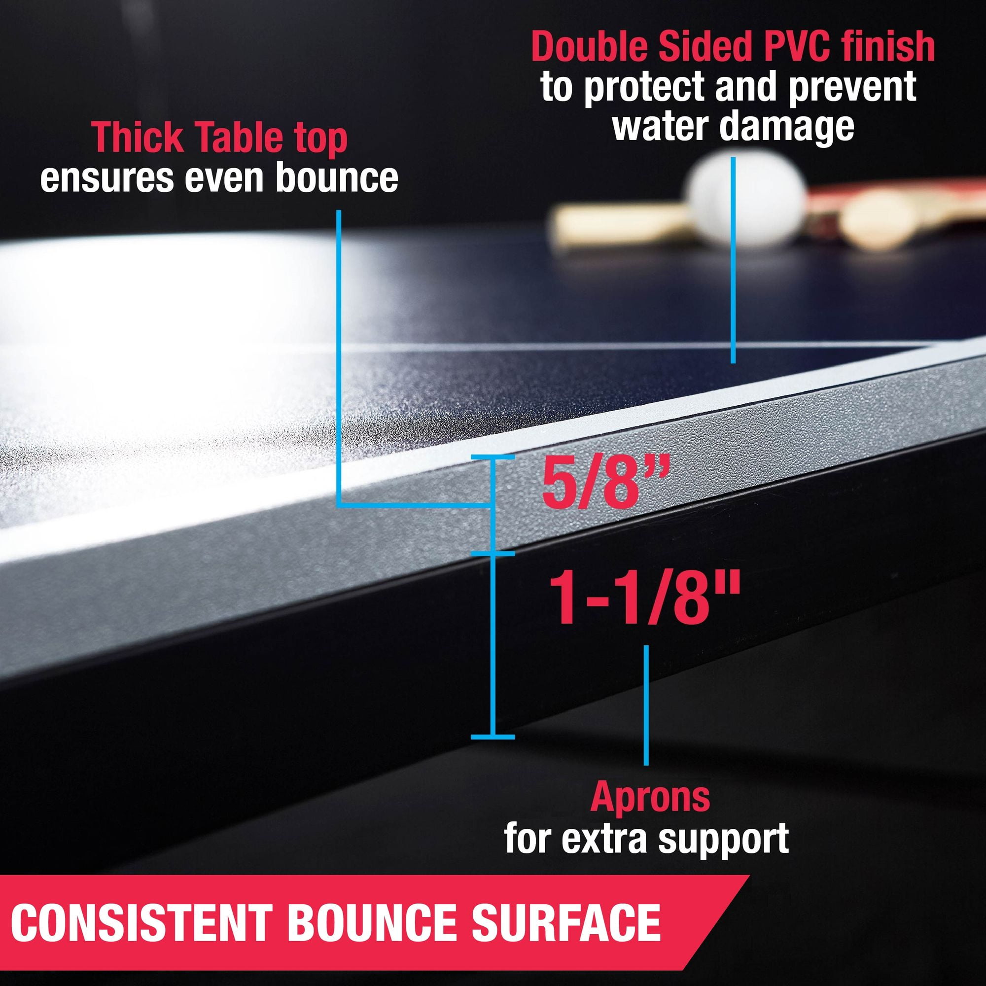 MD Sports Official Size Indoor Table Tennis Pong Table, 4 Piece Foldable Design with Net, Paddles & Balls – Blue/White - Image 11